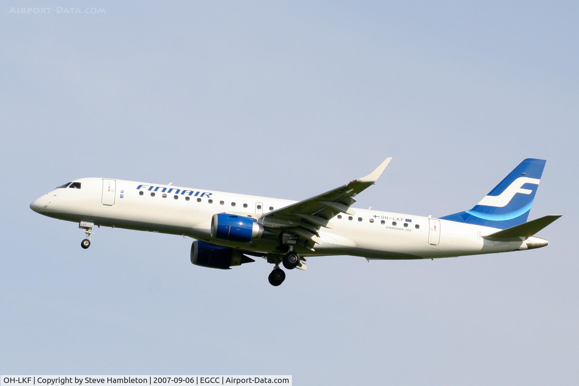 OH-LKF, 2007 Embraer 190LR (ERJ-190-100LR) C/N 19000066, Finnish Embraer 190 landing at Manchester