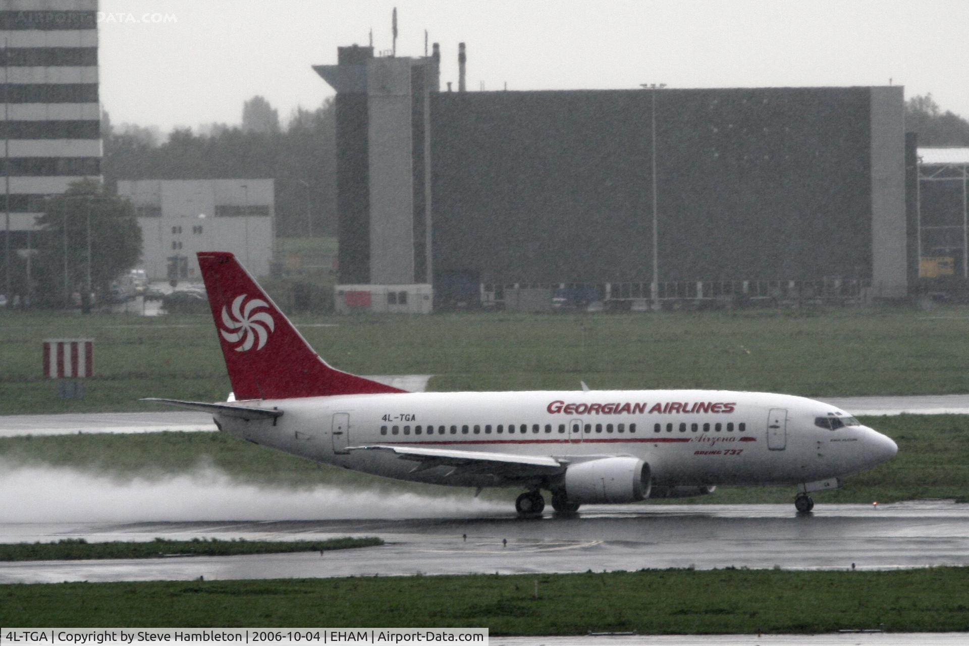 4L-TGA, 1991 Boeing 737-529 C/N 25218, Georgian 737 on a wet afternoon at Amsterdam