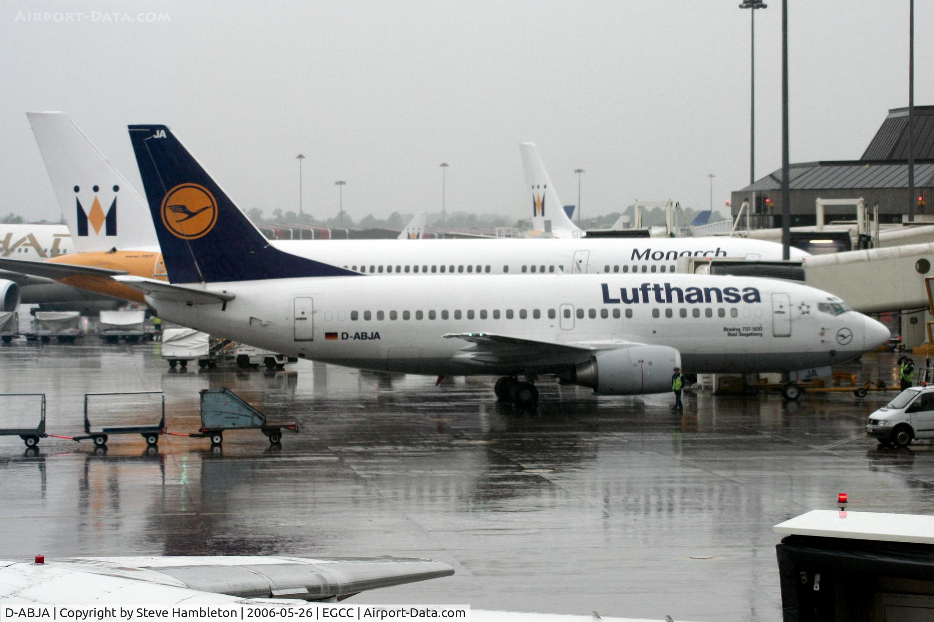 D-ABJA, 1991 Boeing 737-530 C/N 25270, On a busy but wet Manchester morning.
