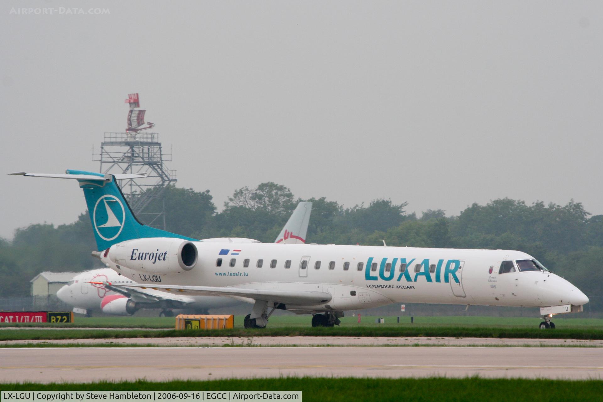 LX-LGU, 1998 Embraer EMB-145EP (ERJ-145EP) C/N 145084, Taxiing into Manchester