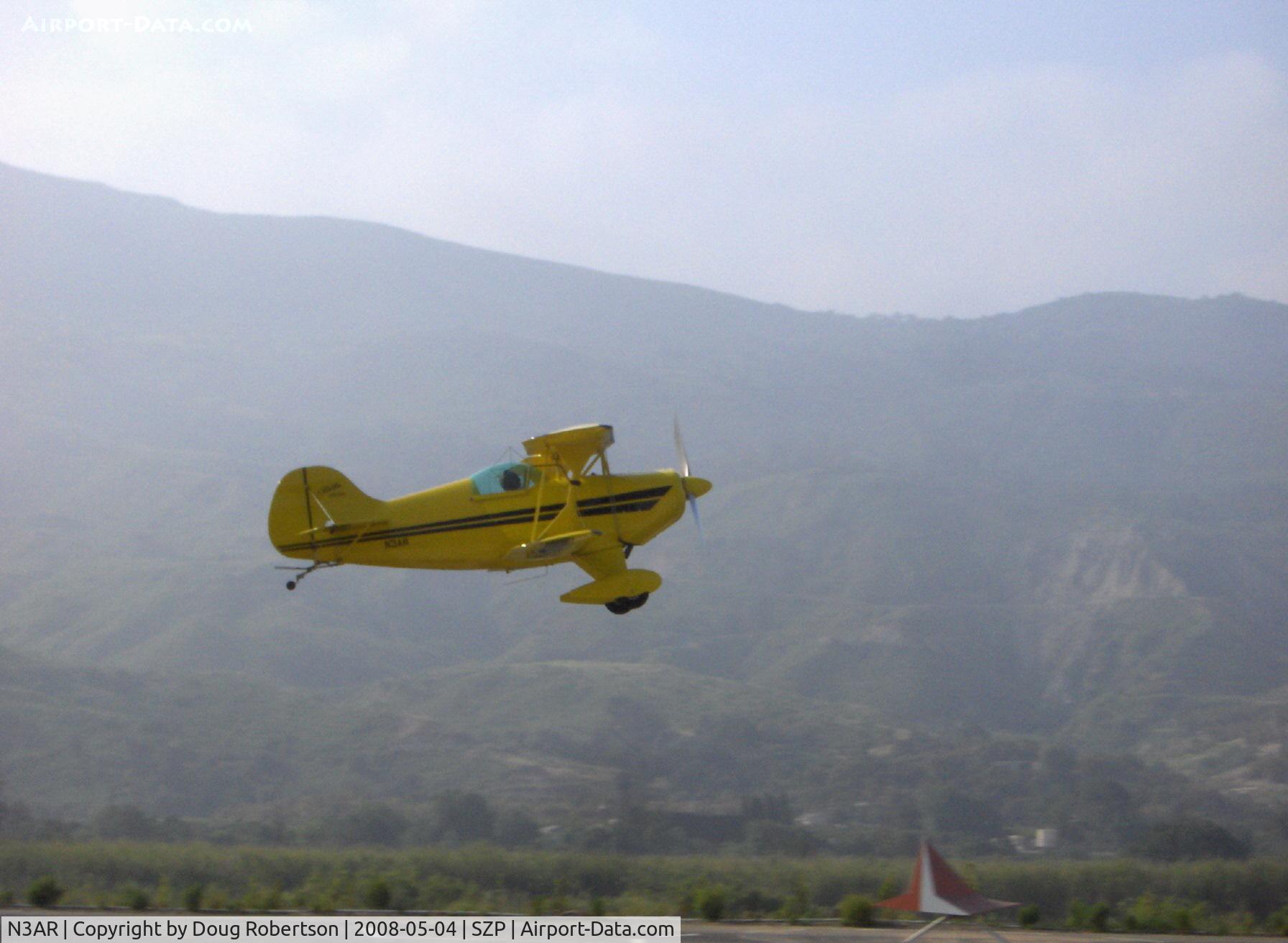 N3AR, 1974 Pitts S-1S Special C/N 10, 1974 Russell PITTS SPECIAL S-1S, fully aerobatic, Lycoming O&VO-360 180 Hp, takeoff climb Rwy 22, murky morning