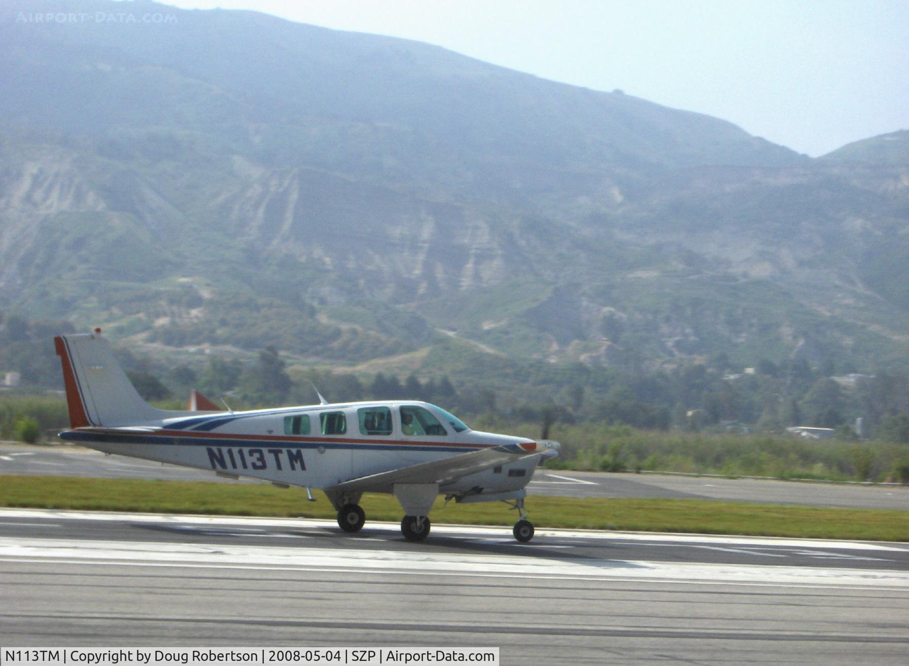 N113TM, 1983 Beech B36TC Bonanza C/N EA-386, 1983 Beech B36TC BONANZA, Continental TSIO-520 Turbo Charged 300 Hp, takeoff roll Rwy 22