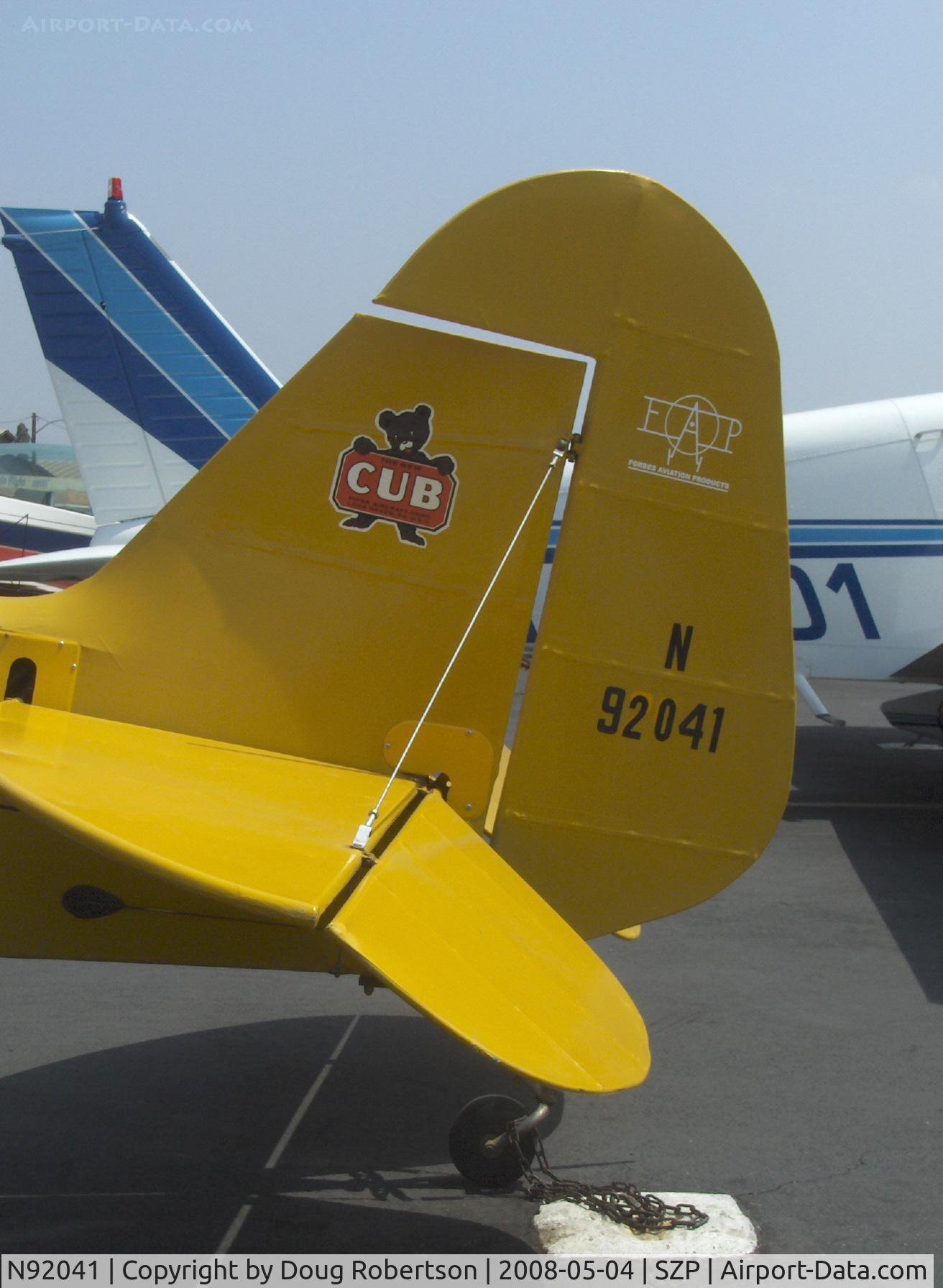 N92041, 1946 Piper J3C-65 Cub C/N 16474, 1946 Piper J3C-65 CUB, Continental A&C65 65 Hp, tail Cub logo