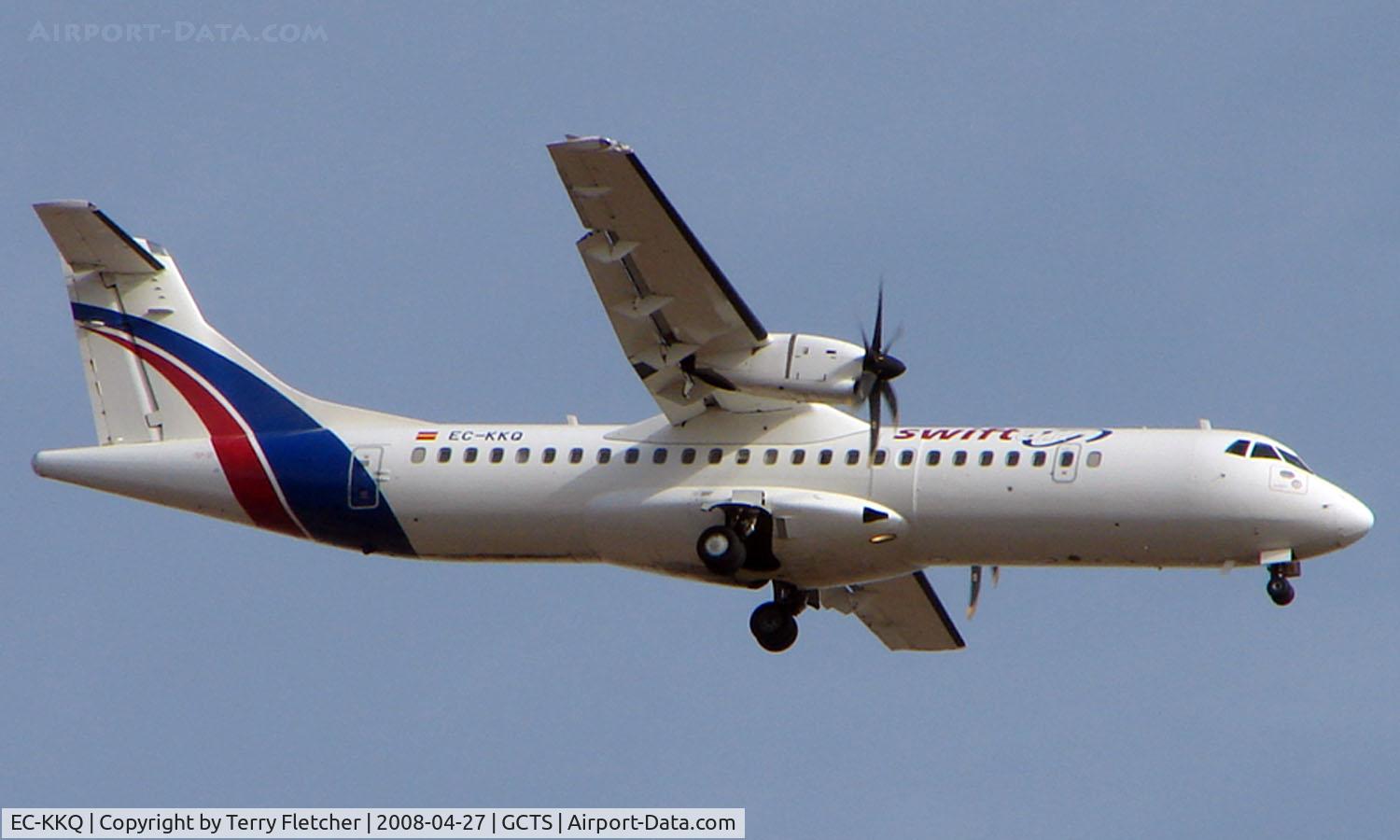 EC-KKQ, 2007 ATR 72-212A C/N 763, Swiftair Atr72 on approach to Tenerife South