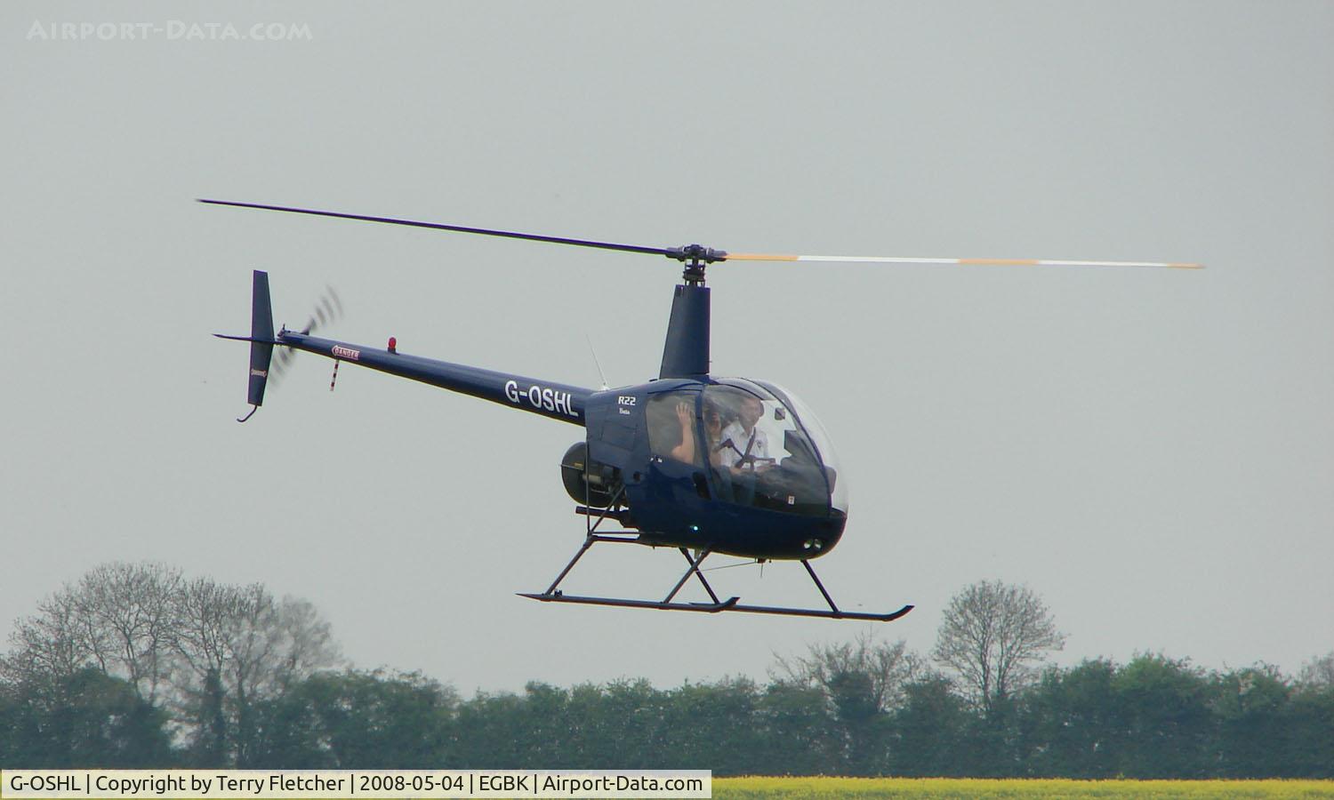 G-OSHL, 1989 Robinson R22 Beta C/N 1000, part of the Sywell GA scene on Tiger Moth Fly-in Day in May 2008