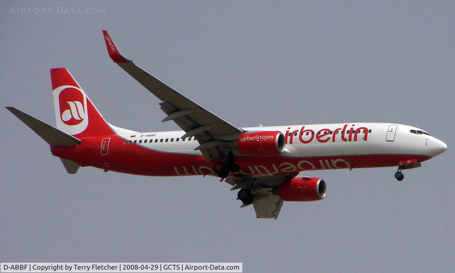 D-ABBF, 2002 Boeing 737-86J C/N 32917, Air Berlin B737 on approach to Tenerife South