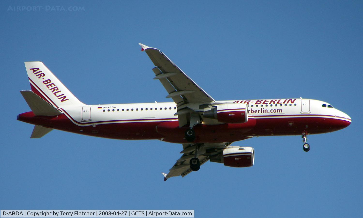 D-ABDA, 2005 Airbus A320-214 C/N 2539, Air Berlin A320 on Approach to Tenerife South