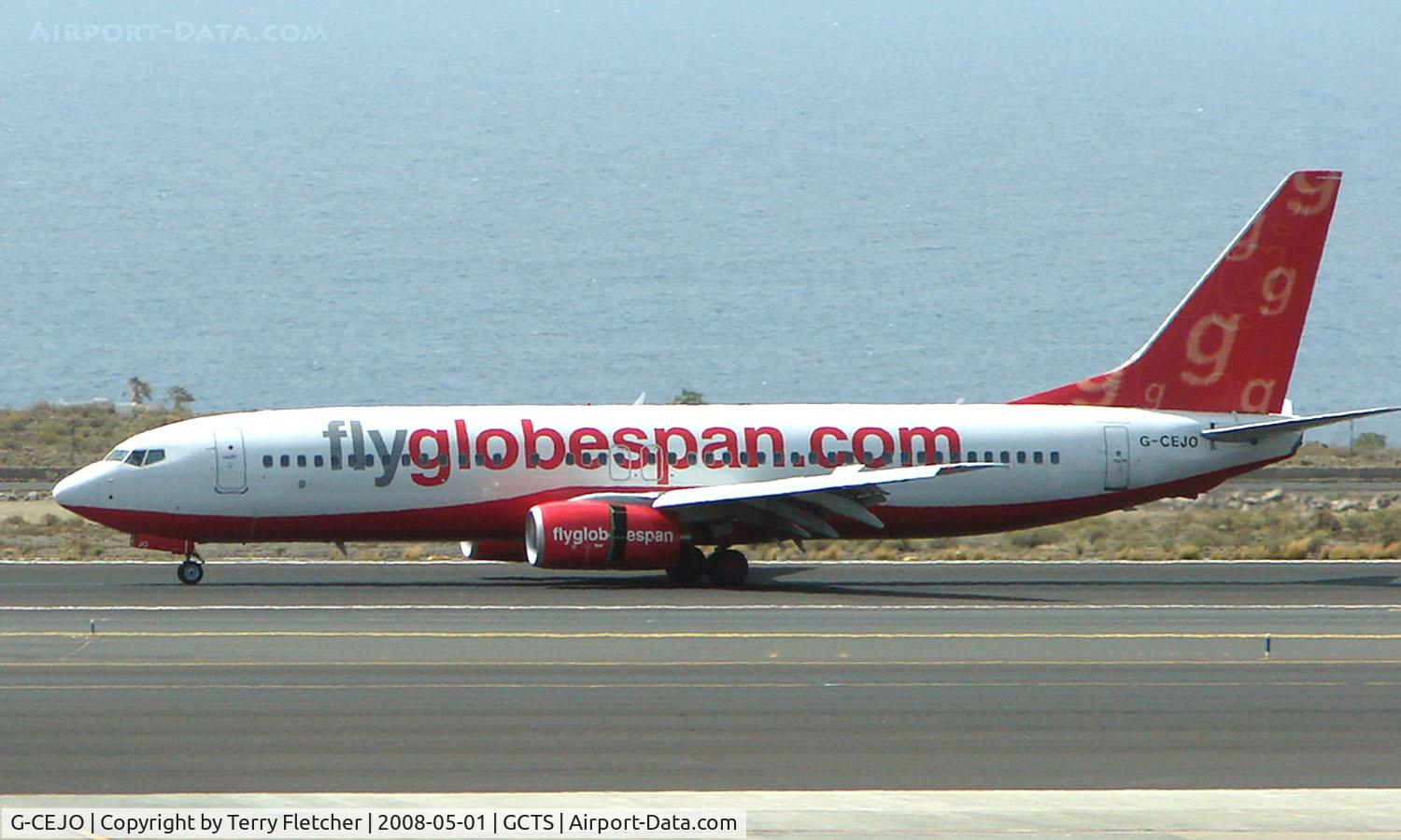 G-CEJO, 2007 Boeing 737-8BK C/N 29643, Globespan B737 touchs down on Teneife South Runway 08