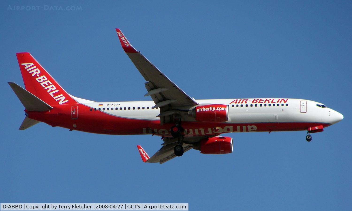 D-ABBD, 2001 Boeing 737-86J C/N 30880, Air Berlin B737 on approach to Tenerife South