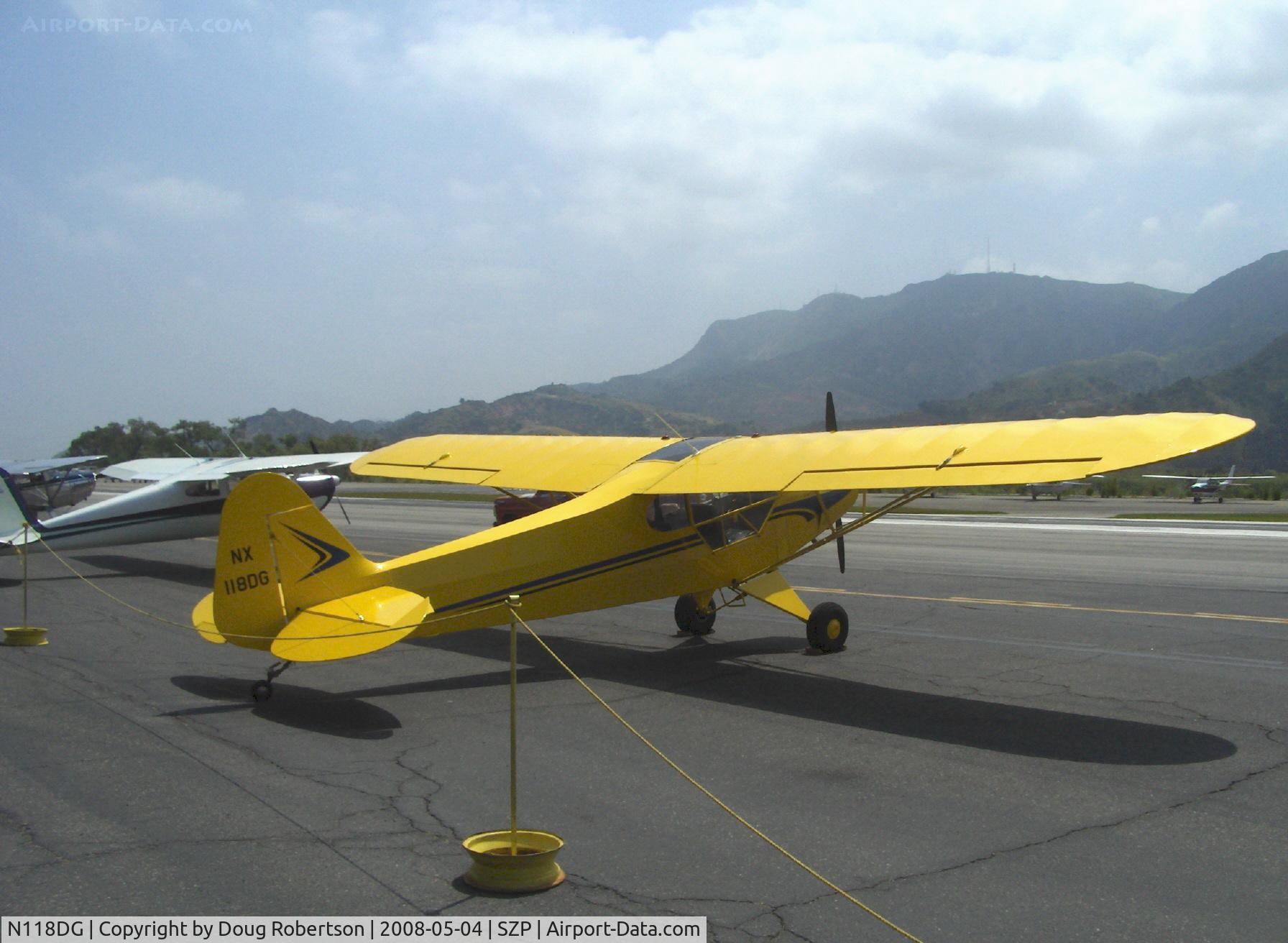 N118DG, 2008 Piper PA-18 Replica C/N 001, 2007 Ganzer XPA18, design looks like Piper PA-18, only one registered with FAA, Micro vortex generators