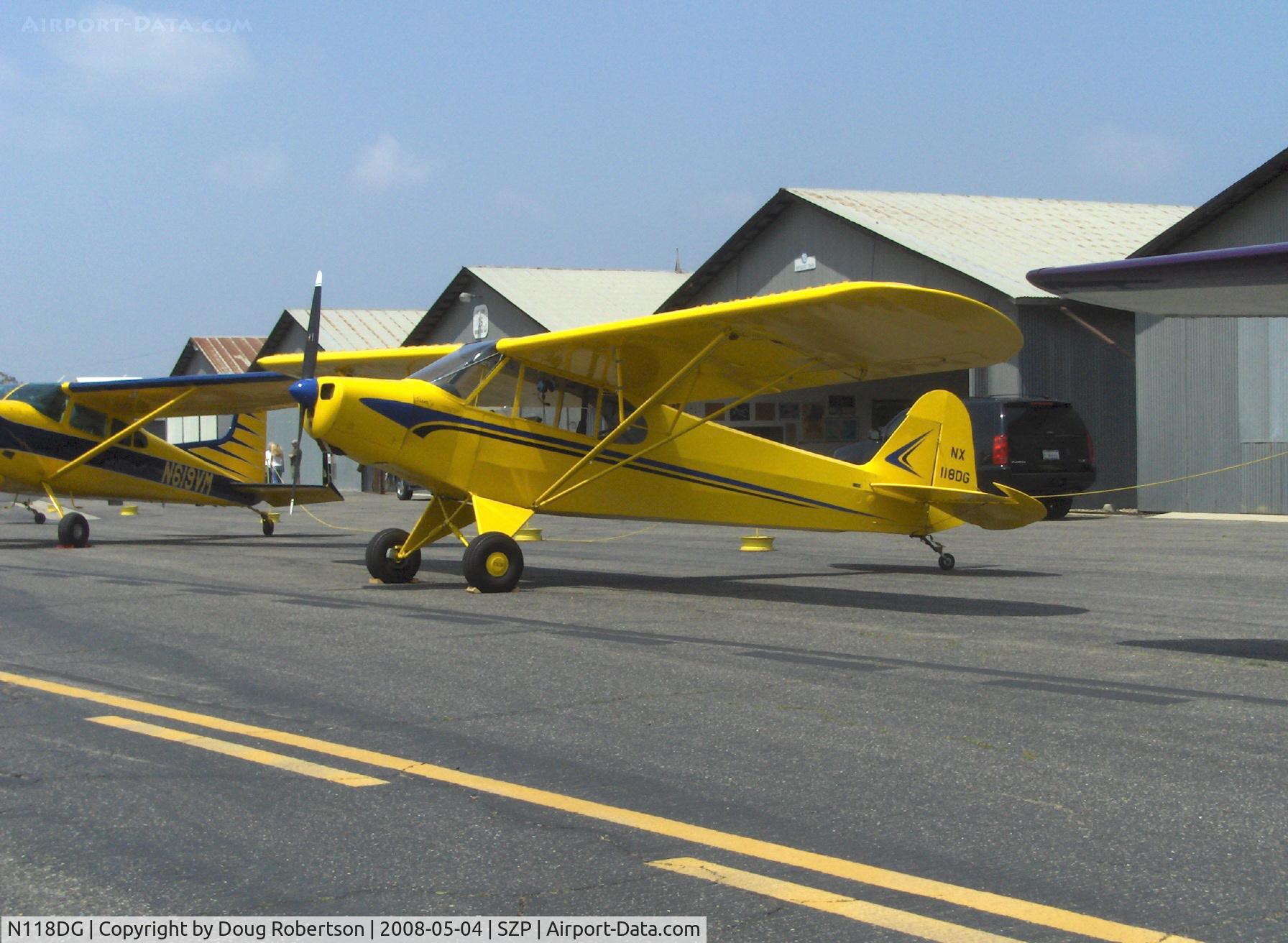 N118DG, 2008 Piper PA-18 Replica C/N 001, 2007 Ganzer XPA18, design looks like Piper PA-18, only one registered with FAA, Micro vortex generators