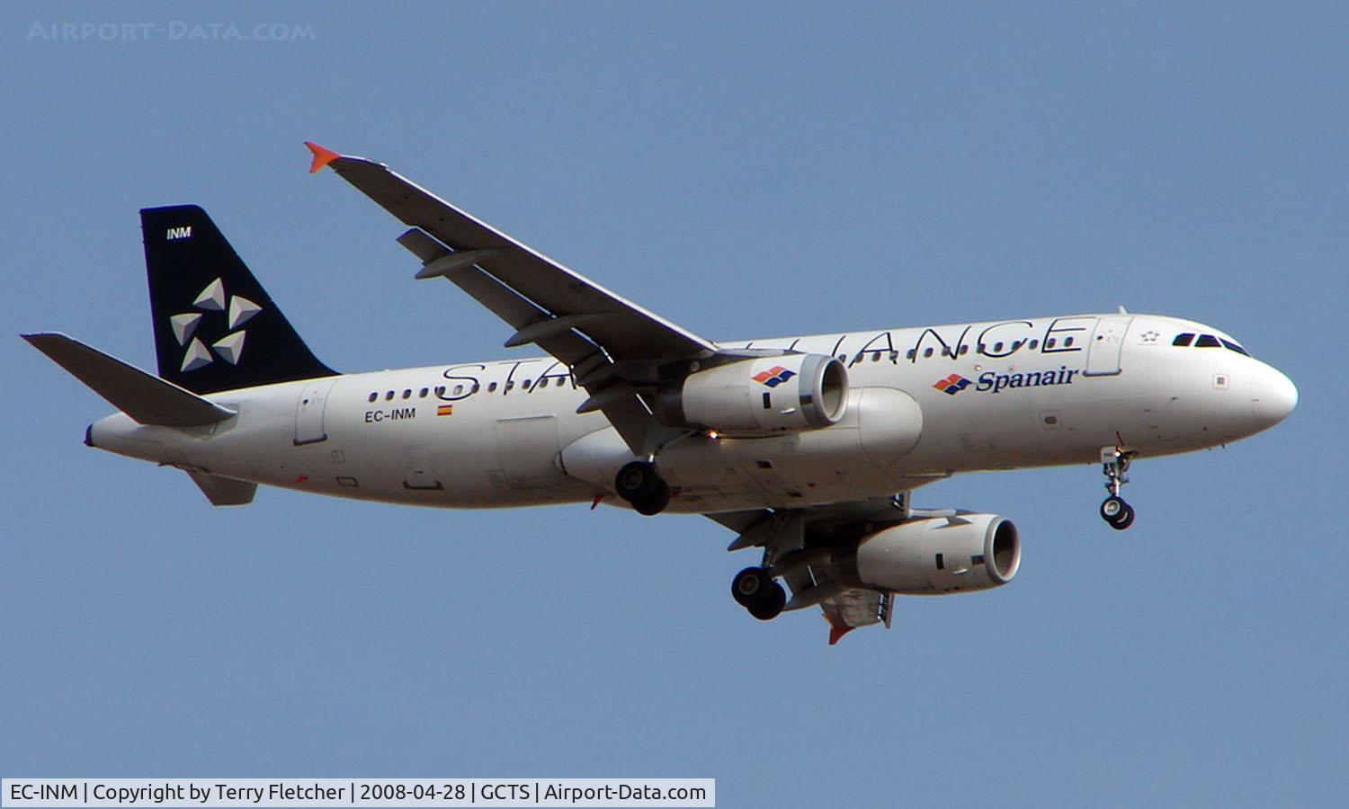 EC-INM, 2003 Airbus A320-232 C/N 1979, Spanair / Star Alliance A320 on approach to Tenerife South