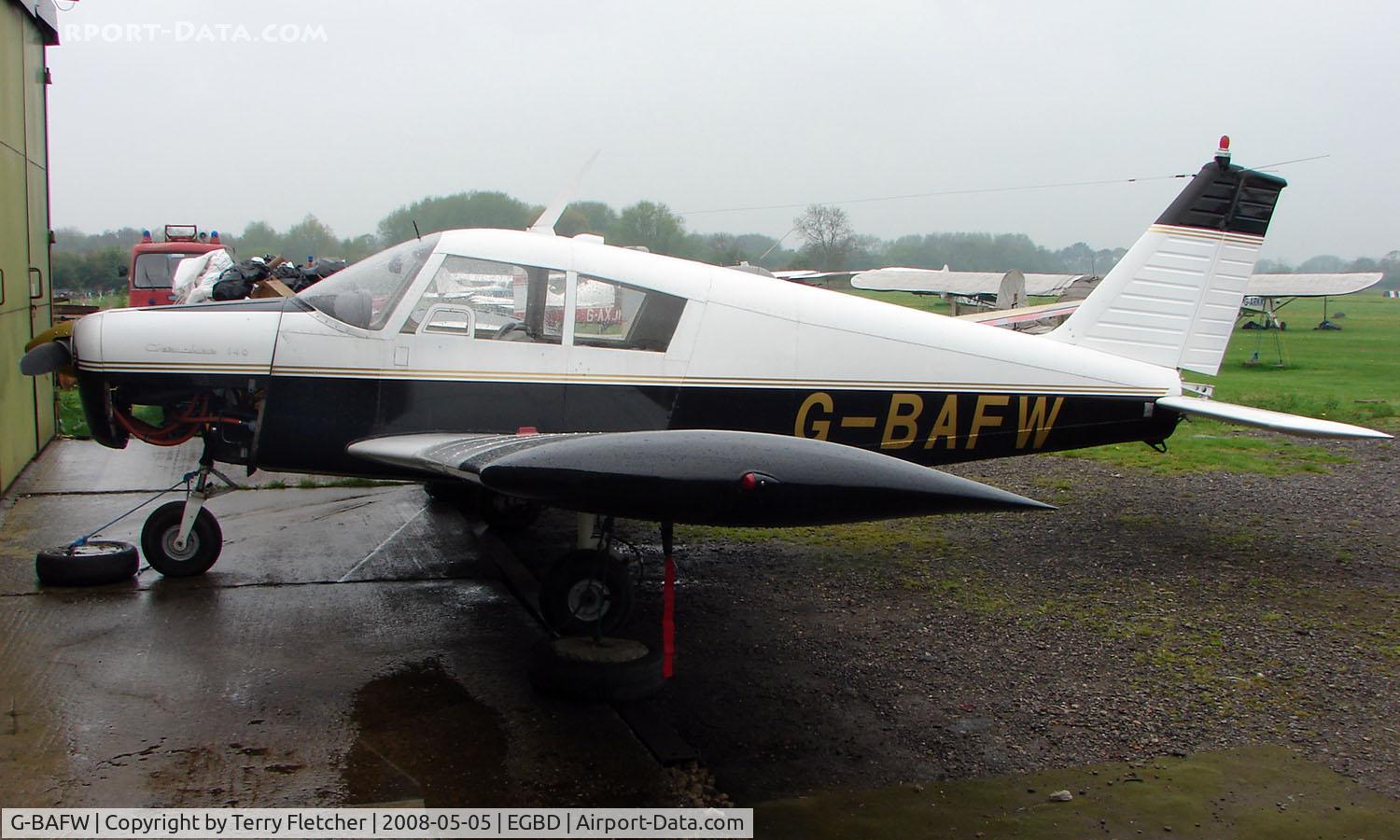 G-BAFW, 1965 Piper PA-28-140 Cherokee C/N 28-21050, Awaiting maintenance at Derby Eggington