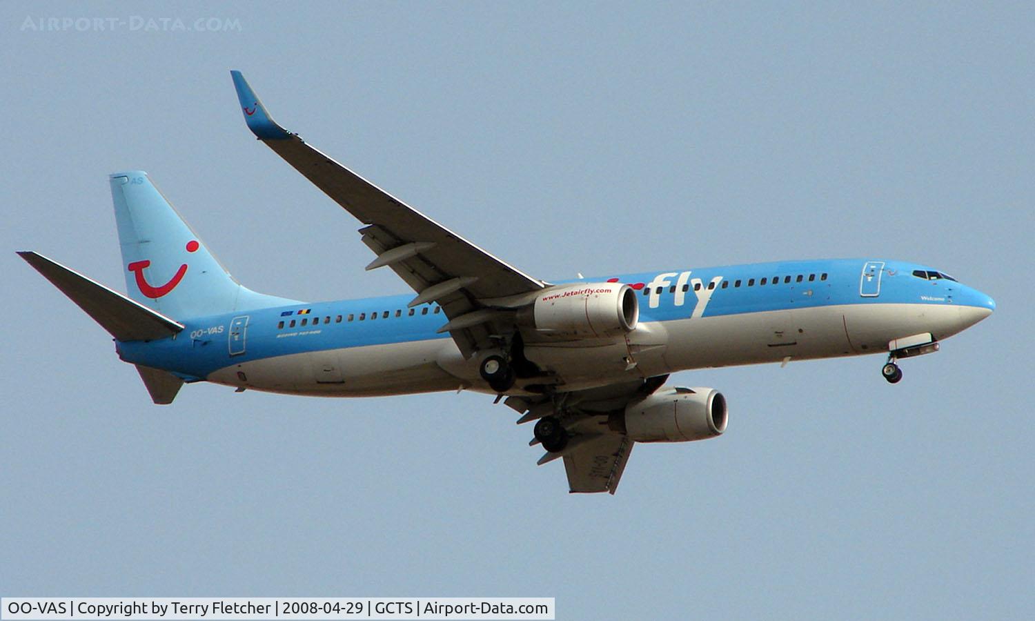 OO-VAS, 2002 Boeing 737-86Q C/N 30285, TUI Belgium B737 on approach to Tenerife South