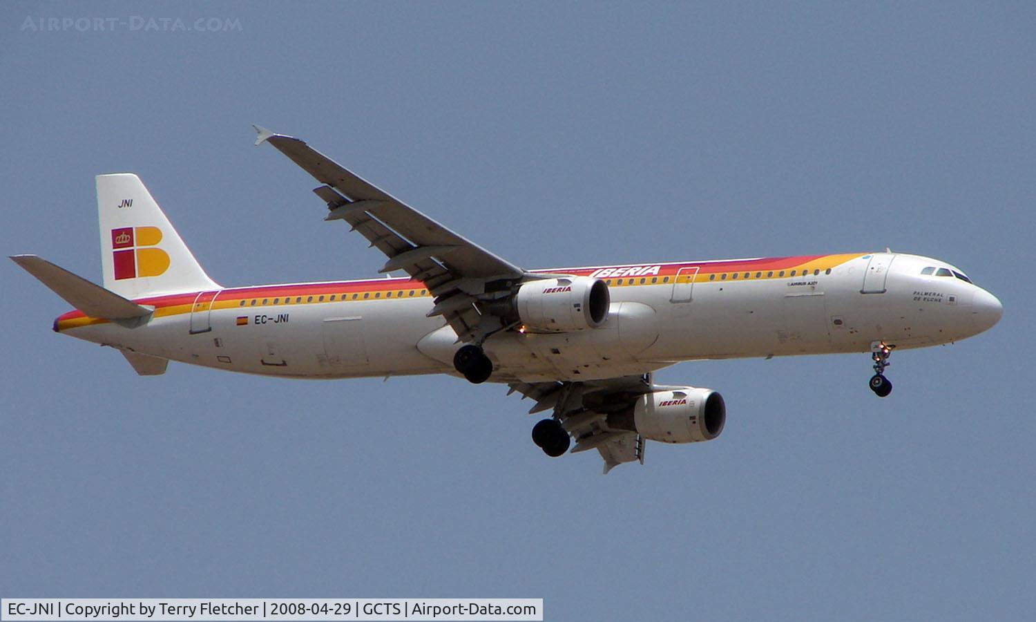 EC-JNI, 2004 Airbus A321-211 C/N 2270, Iberia A321 on the lunchtime arrival into Tenerife South from Madrid