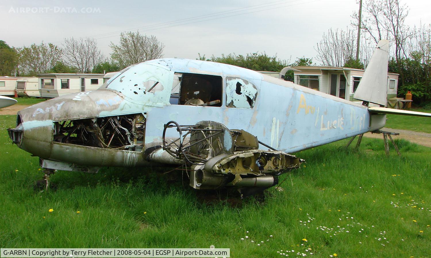 G-ARBN, 1958 Piper PA-23-160 Apache C/N 23-1385, Unidentified aircraft carcase at Peterborough Sibson - now identifed as G-ARBN