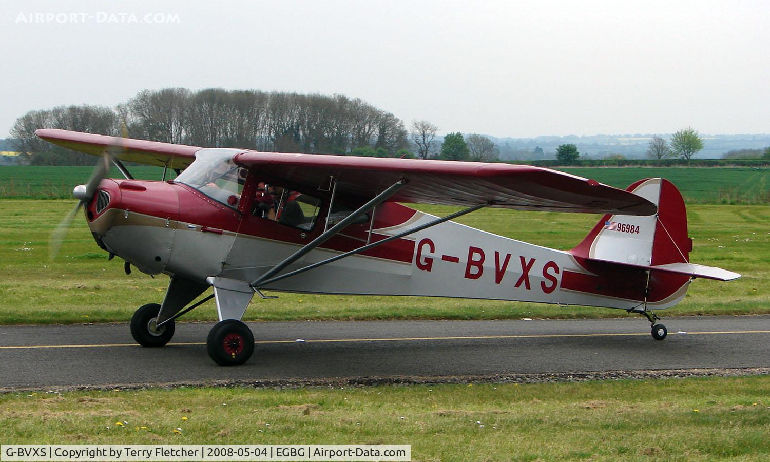G-BVXS, 1946 Taylorcraft BC-12D Twosome C/N 9284, Immaculate Taylorcraft BC12D taxies out at Leicester