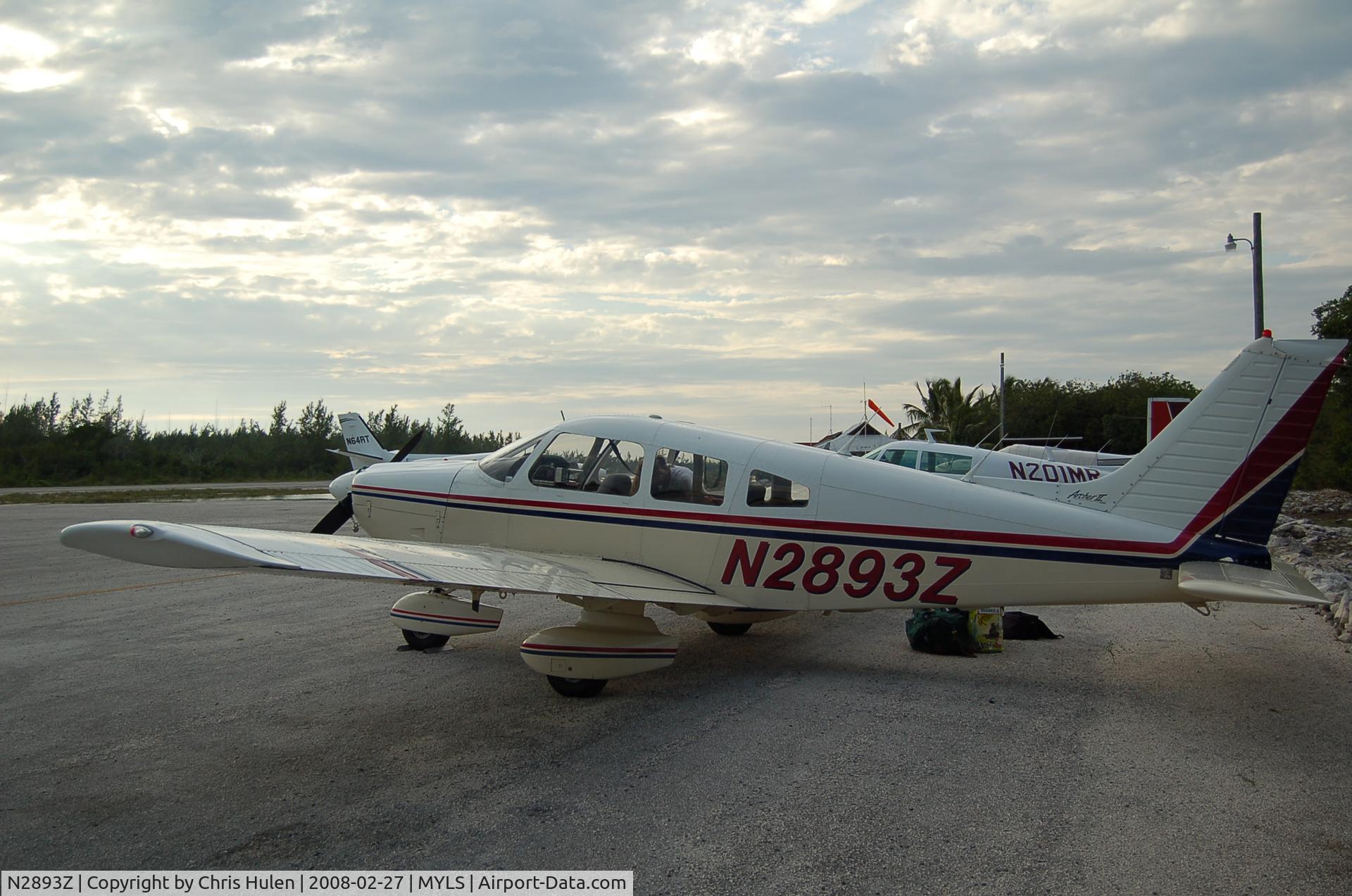 N2893Z, Piper PA-28-181 C/N 28-7990533, Sunset descends on N2893Z shortly after landing at Stella Maris, Long Island, Bahamas.  Routing for this trip: KDWH-T78-KTLH-KCLW-KCHN-KFLL-MYEF-MYLS-MYRP-MYCB-MYEN-MYBC-KFLL-KVRB-KBFM-KHDC-KDWH
