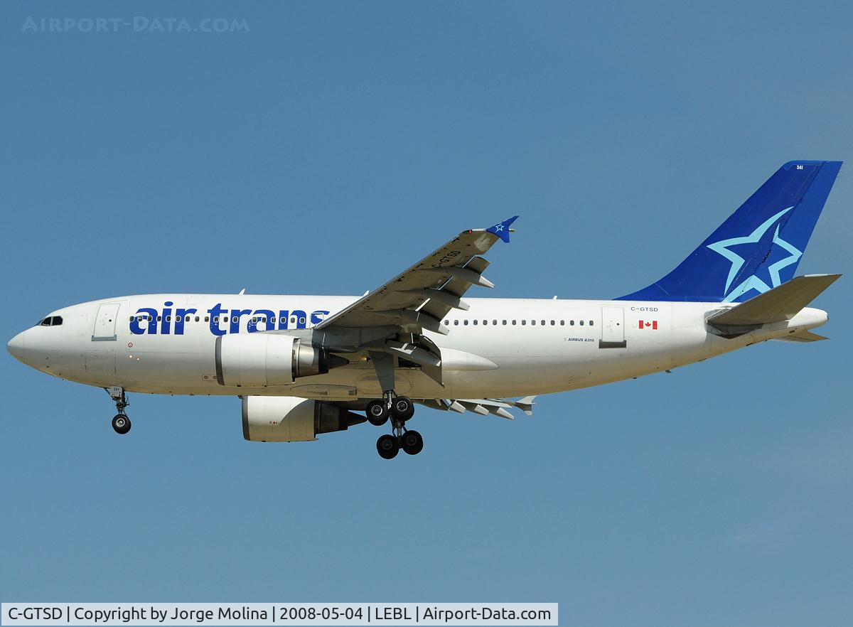 C-GTSD, 1990 Airbus A310-304 C/N 547, On short final to RWY 25R.