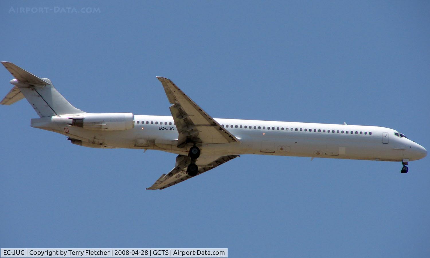 EC-JUG, 1989 McDonnell Douglas MD-83 (DC-9-83) C/N 49847, Swiftair MD83 approaching Runway 08 at Tenerife South