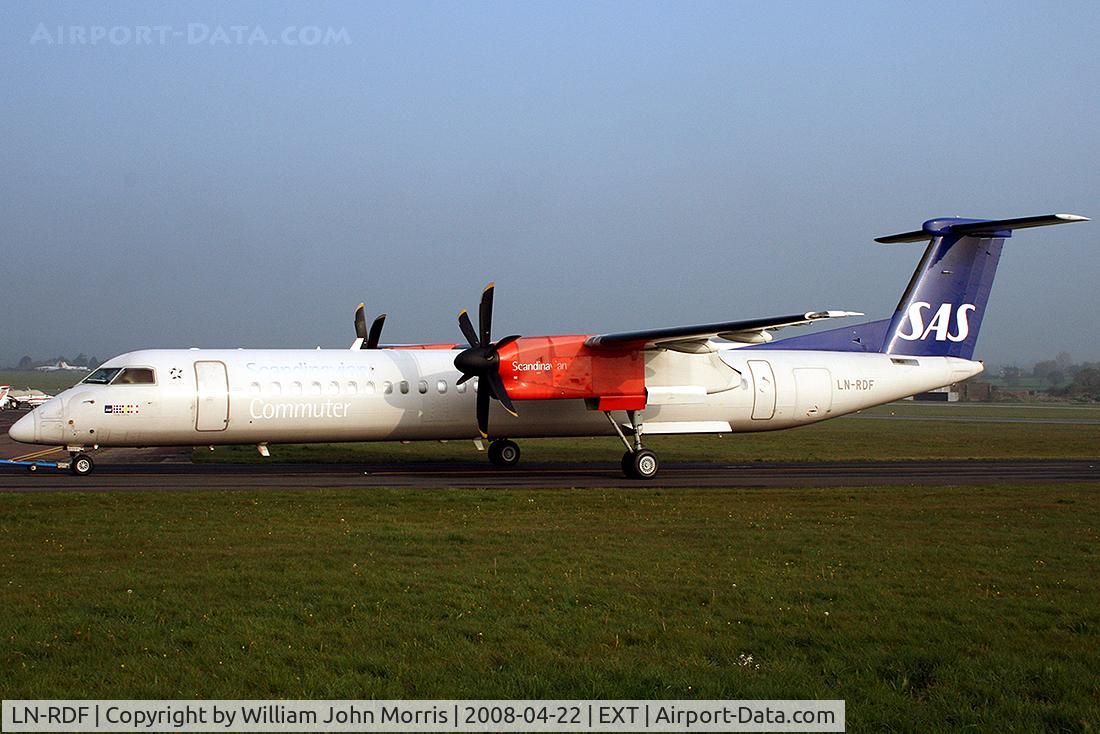 LN-RDF, 2000 De Havilland Canada DHC-8-402Q Dash 8 C/N 4021, At Flybe H.Q. Exeter for maintenance or change of identity?