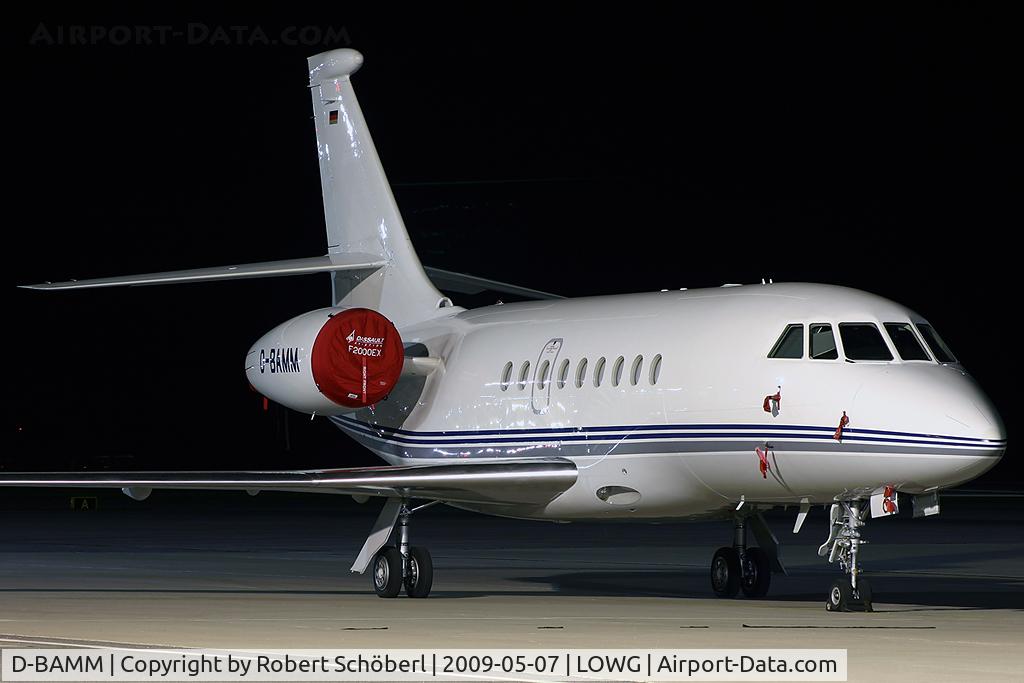 D-BAMM, 2005 Dassault Falcon 2000EX C/N 074, Nightstop at LOWG