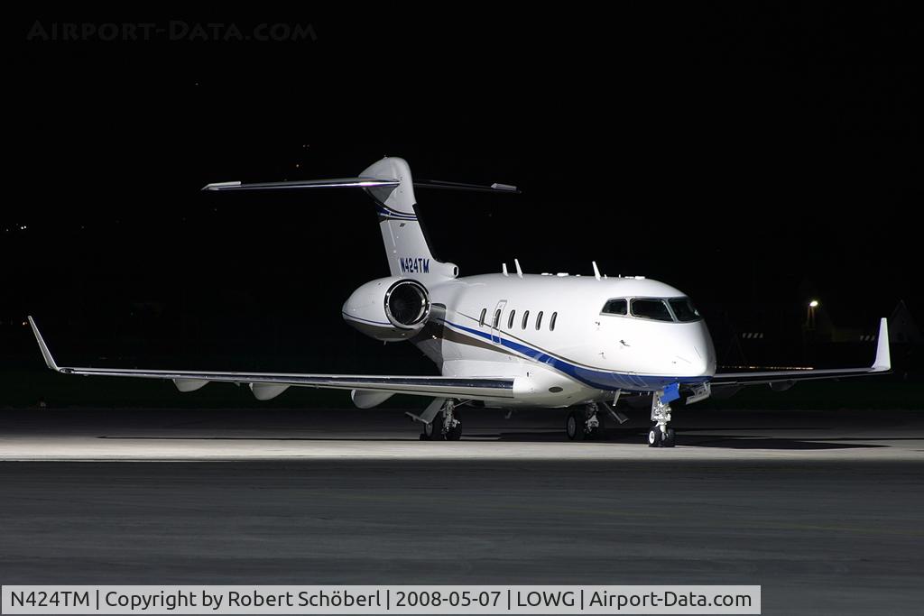 N424TM, 2005 Bombardier Challenger 300 (BD-100-1A10) C/N 20051, Nightstop at LOWG