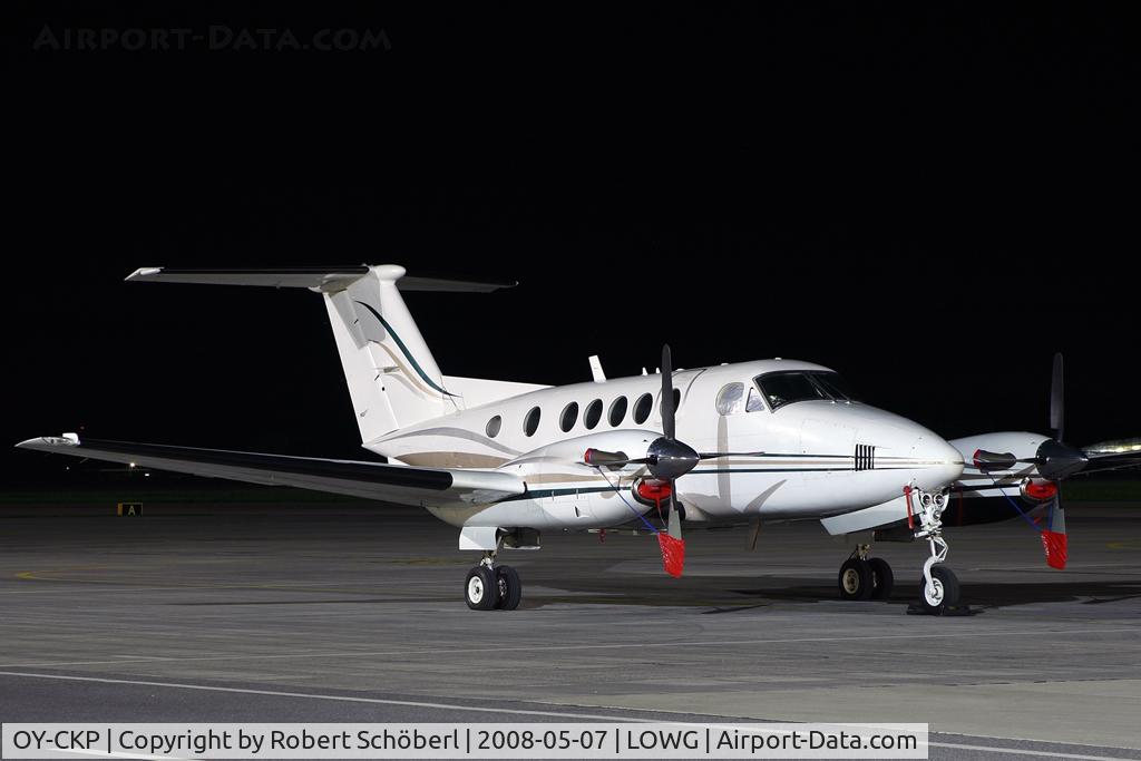 OY-CKP, 1981 Beech B200 Super King Air King Air C/N BB-951, Nightstop at LOWG