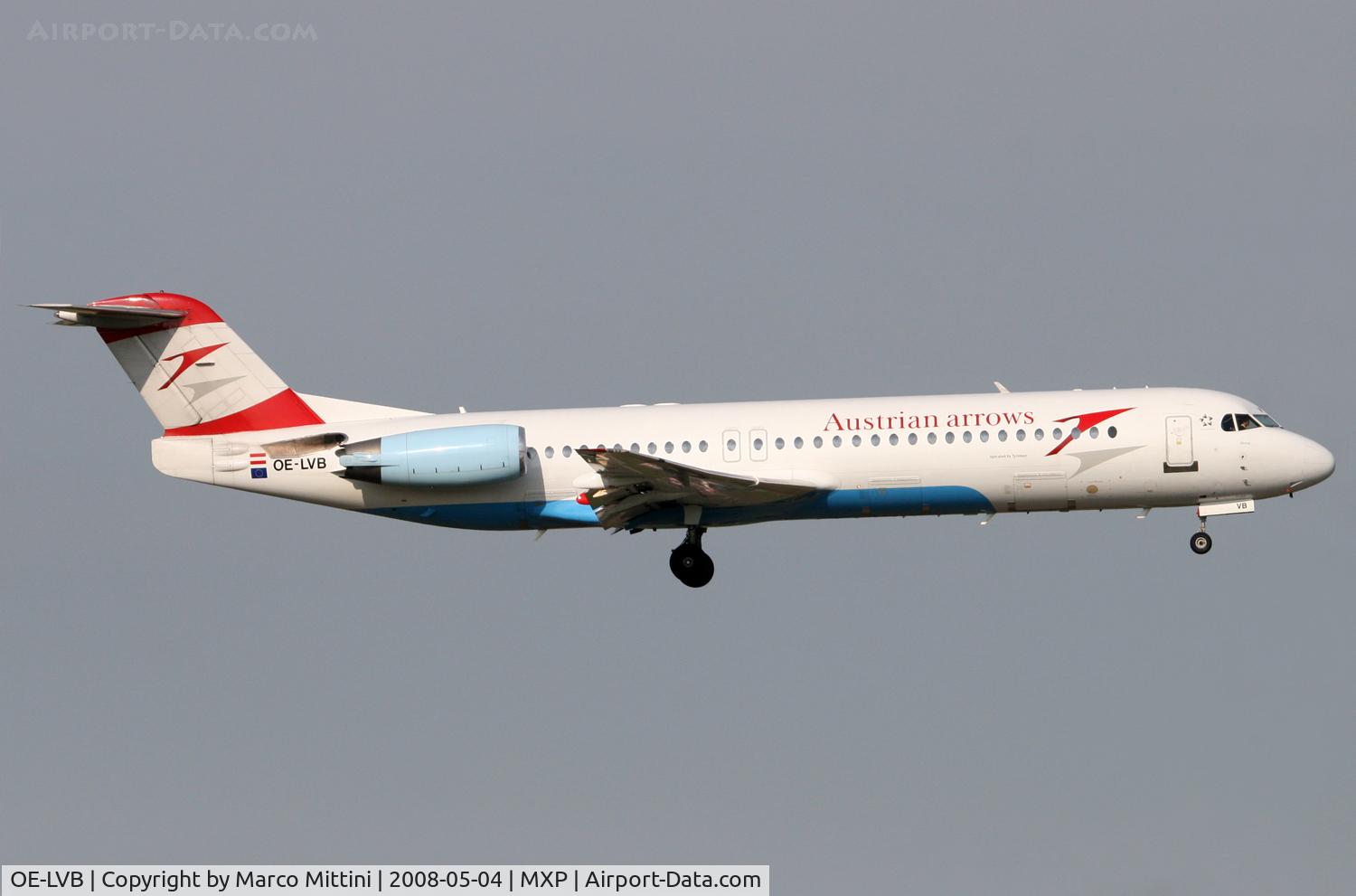 OE-LVB, 1994 Fokker 100 (F-28-0100) C/N 11502, Landing at Milano Malpensa