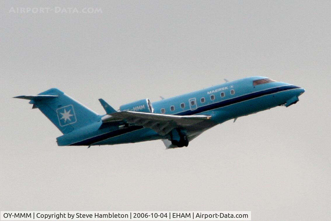 OY-MMM, 1999 Bombardier Challenger 604 (CL-600-2B16) C/N 5430, Not brilliant quality, but this is the Maersk VIP jet departing Schiphol