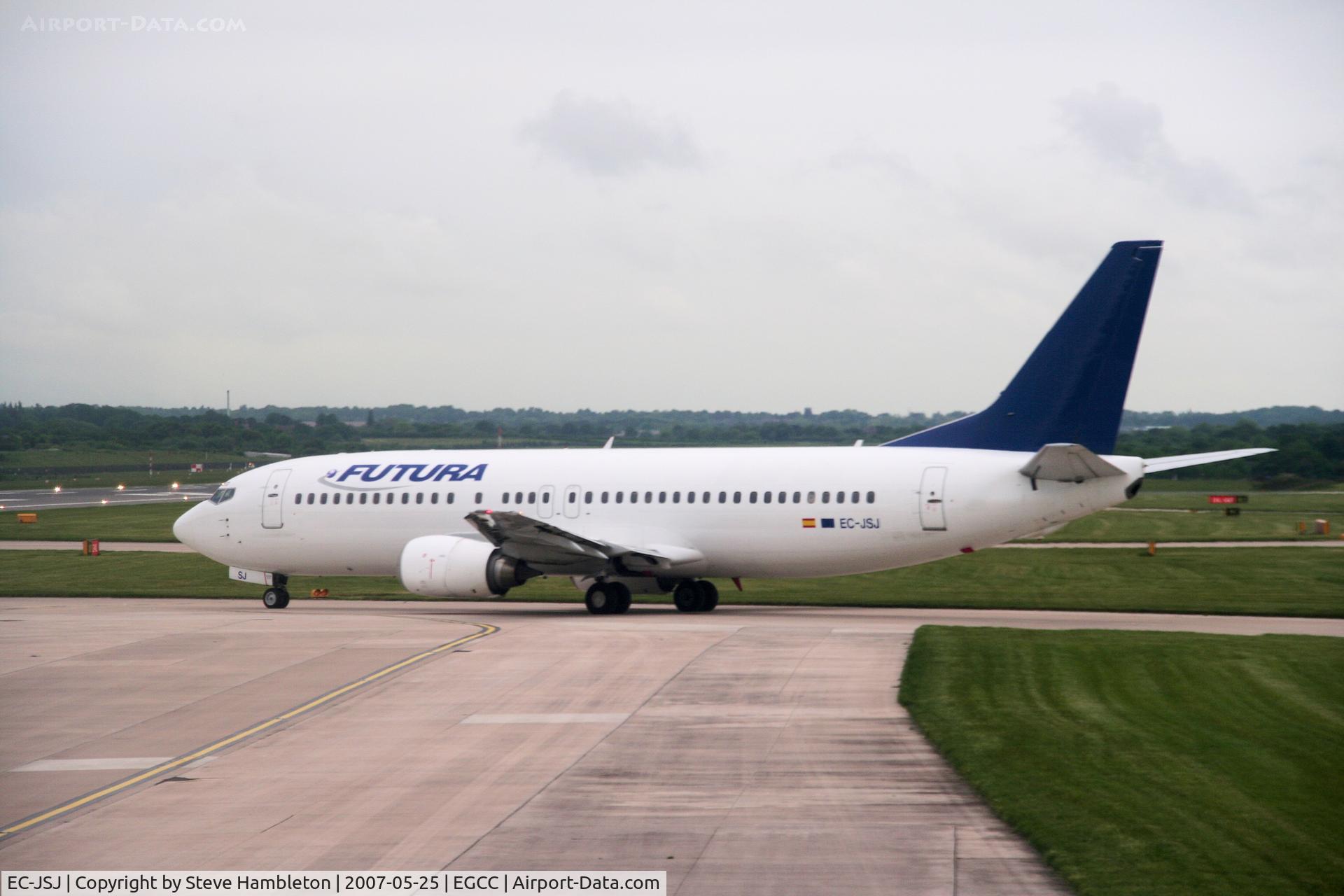 EC-JSJ, 1989 Boeing 737-4K5 C/N 24126, Futura 737 holding for runway 06L at Manchester