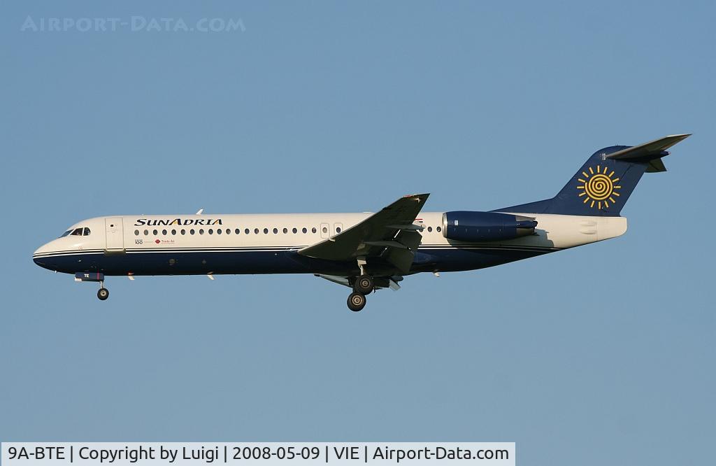 9A-BTE, 1992 Fokker 100 (F-28-0100) C/N 11416, Sun Adria Fokker 100