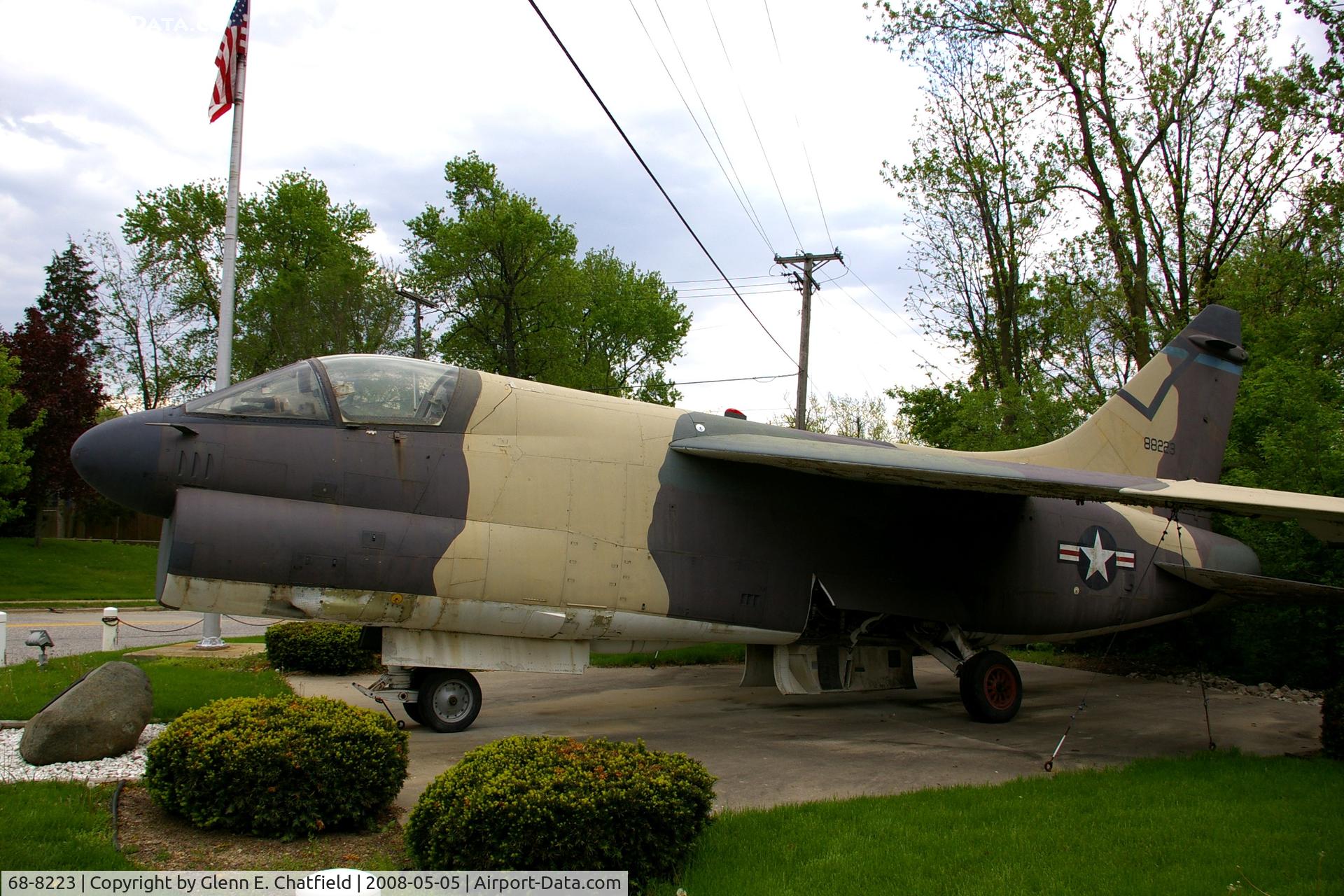 68-8223, 1968 LTV GA-7D Corsair II C/N D-009, A-7D at the SW corner of US 150 and Logan St. in Danville, IL