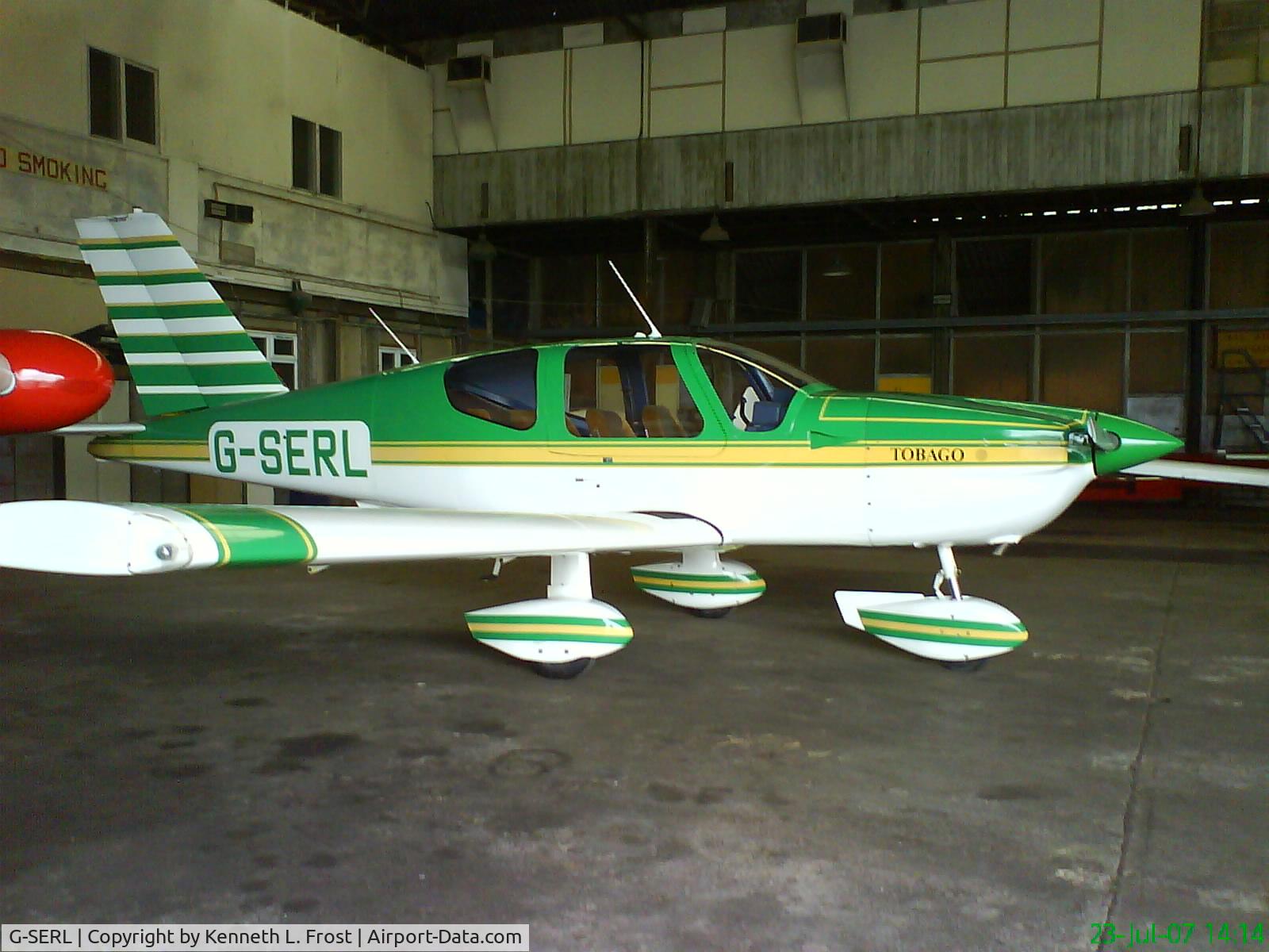 G-SERL, 1980 Socata TB-10 Tobago C/N 109, G-SERL In the hangar area of Rochester Airport for light aircraft onliy, Rochester, Kent, England.