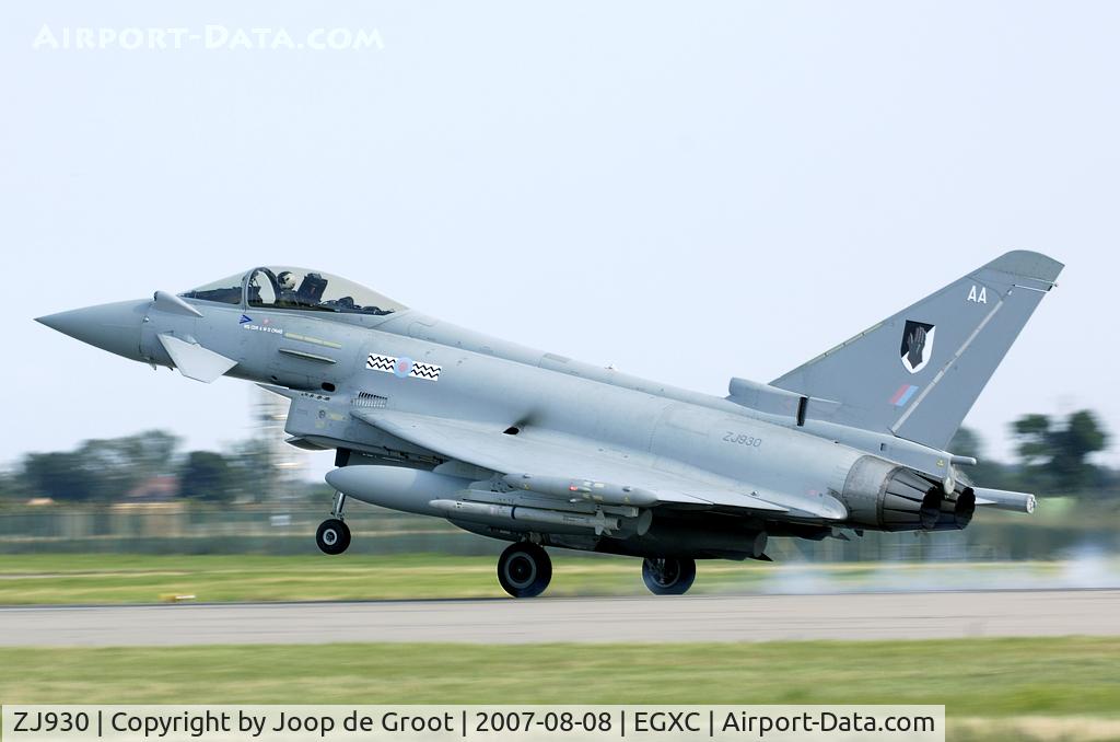 ZJ930, 2006 Eurofighter EF-2000 Typhoon FGR4 C/N 0099/BS021, Nice to see this former Tornado squadron fly the Typhoon in full colours.