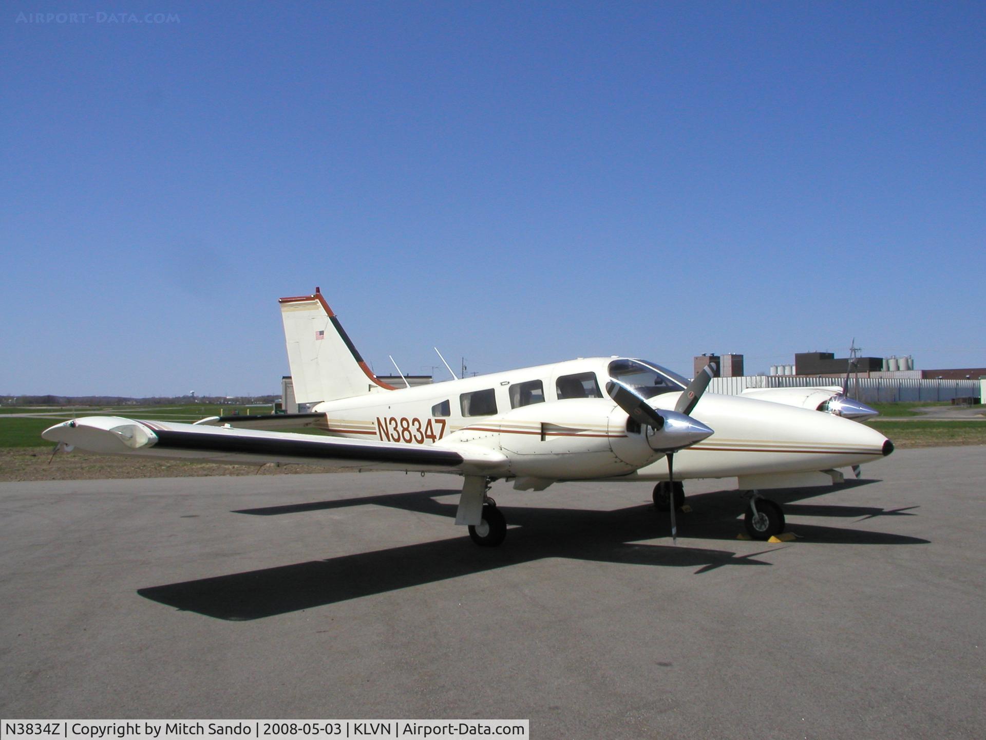 N3834Z, 1978 Piper PA-34-200T C/N 34-7870225, Parked on the ramp at Airlake.