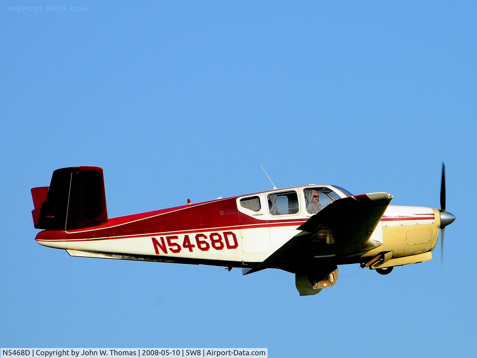 N5468D, 1957 Beech H35 Bonanza C/N D-4960, Departing runway 22