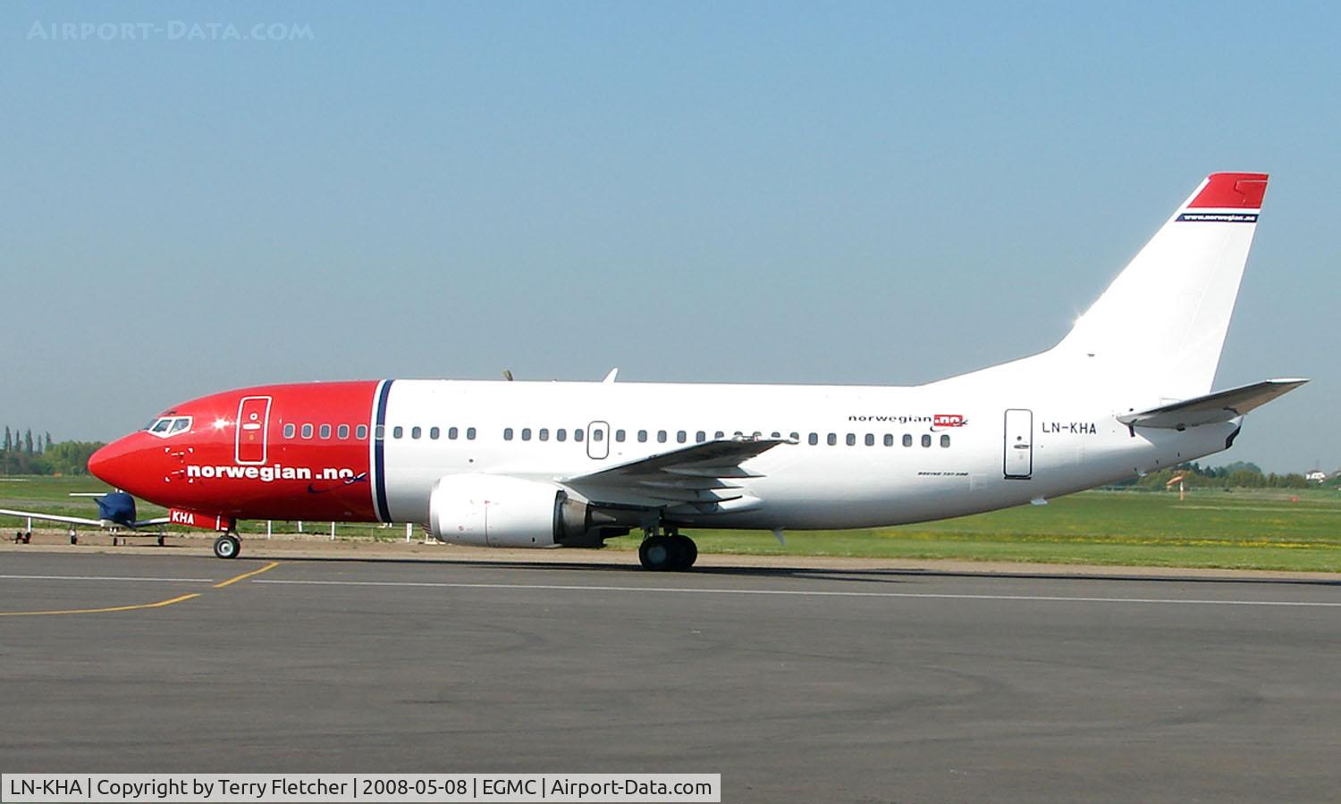 LN-KHA, 1998 Boeing 737-31S C/N 29100, Norwegian Shuttle has recently re-registered this ex Aegian Airlines B737 seen here taxying in at Southend