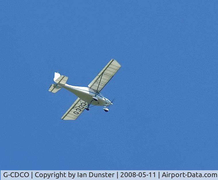 G-CDCO, 2005 Comco Ikarus C42 FB UK C/N PFA 322-14315, A/C seen flying over photographer's house, 11 May 2008. Presumed flying from Lydd Ashford Airport
