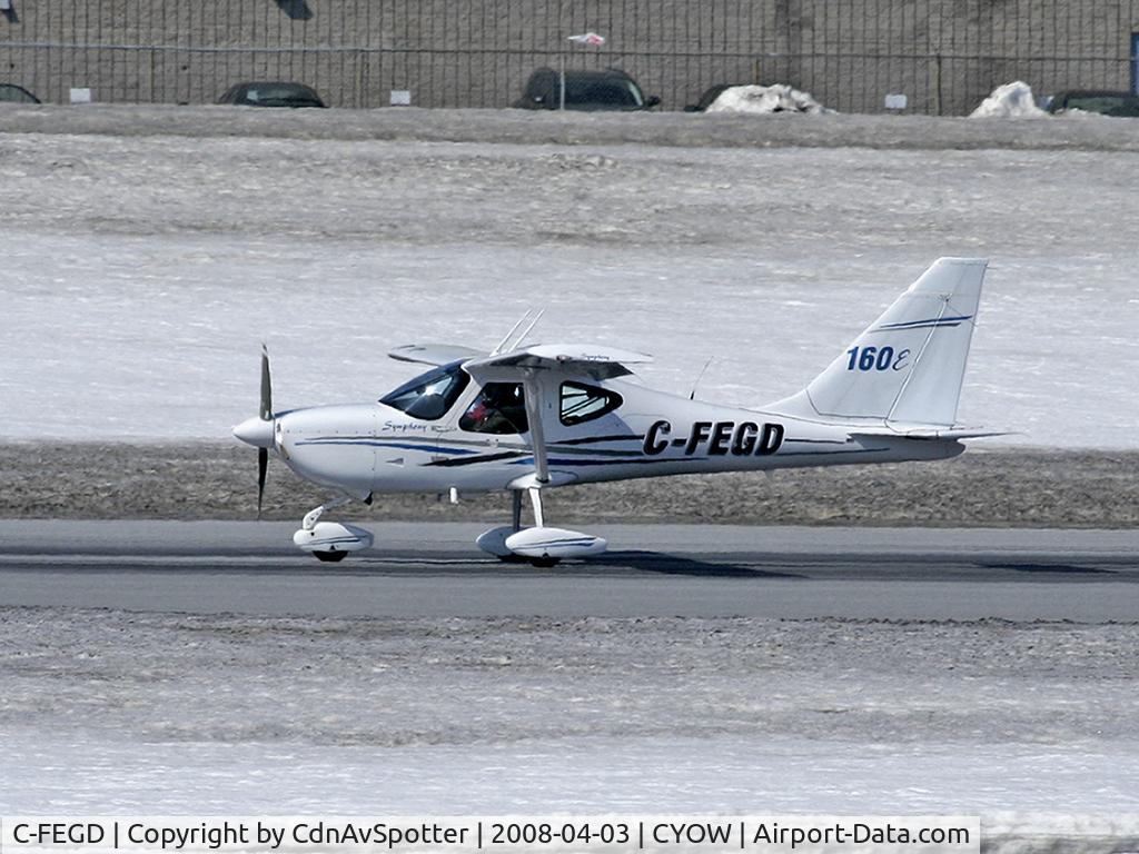 C-FEGD, 2006 Symphony SA-160 C/N S-10001, Arrived from KBTV. This plane blew its starbord tire on landing and spent the next two weeks in Ottawa for repairs