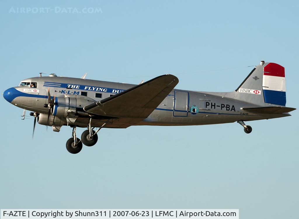 F-AZTE, 1943 Douglas C-47A-1-DL  Skytrain C/N 9172, In KLM retro c/s on left side with PH-PBA markings... During demo flight.