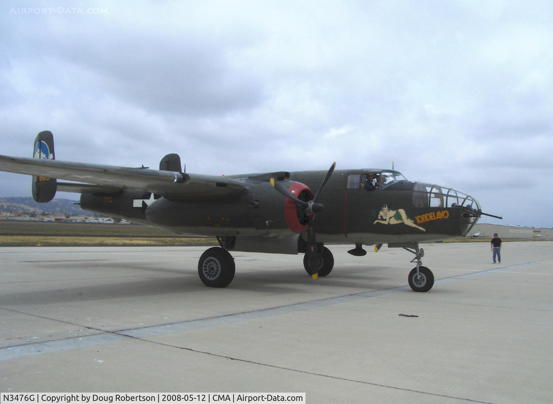 N3476G, 1944 North American B-25J Mitchell C/N 108-33257, 1944 North American B-25N MITCHELL 'Tondelayo' as NL3476G, two Wright Cyclone R-2600s 1,700 Hp each, Limited class, taxi