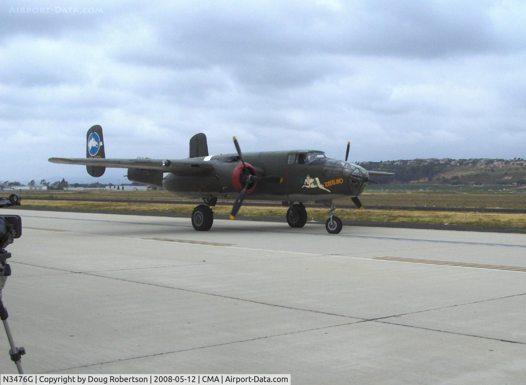 N3476G, 1944 North American B-25J Mitchell C/N 108-33257, 1944 North American B-25N MITCHELL 'Tondelayo' as NL3476G, two Wright Cyclone R-2600s 1,700 Hp each, Limited class, taxi after landing Rwy 26