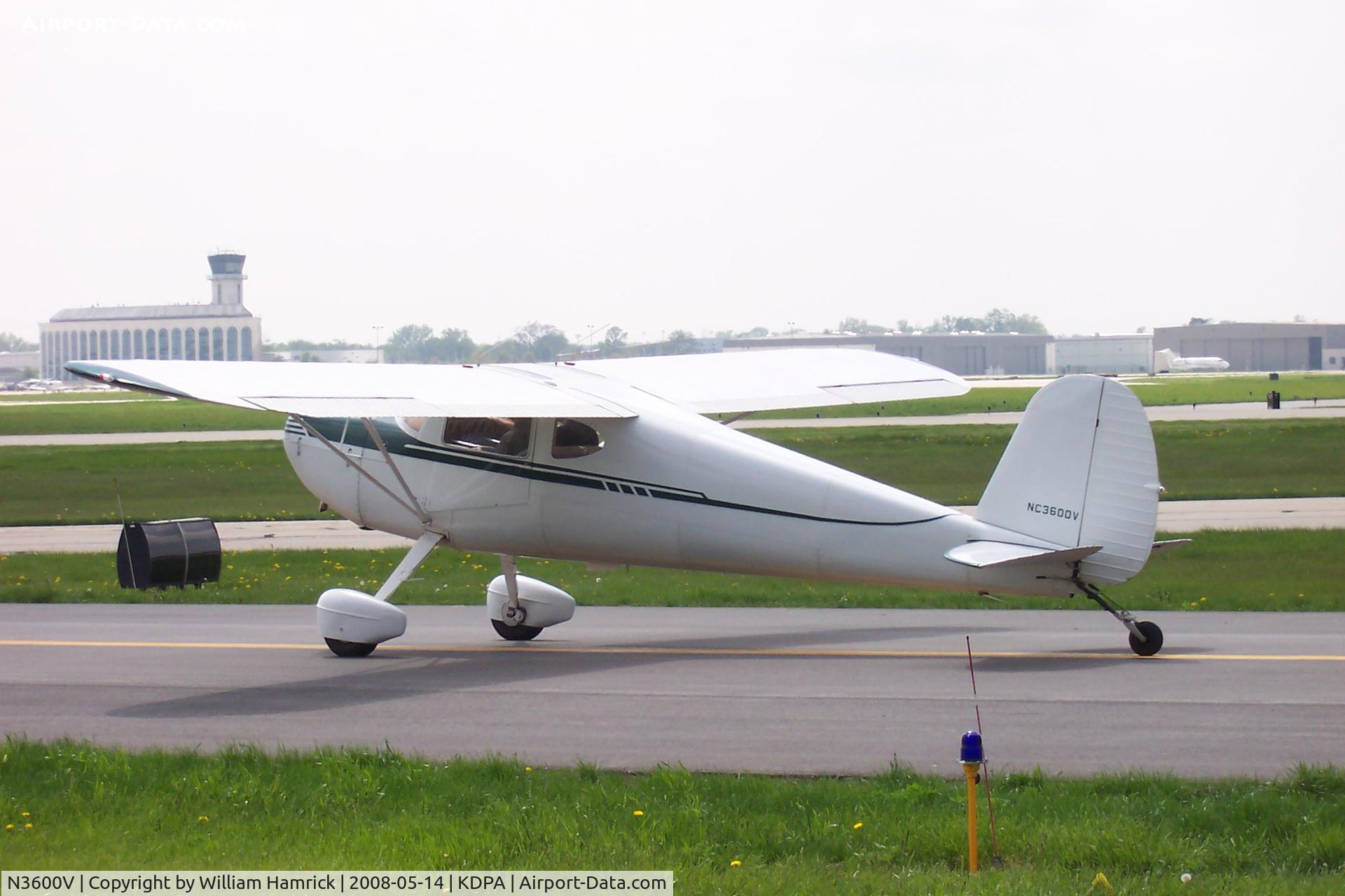 N3600V, 1948 Cessna 140 C/N 14868, Taxing at DuPage