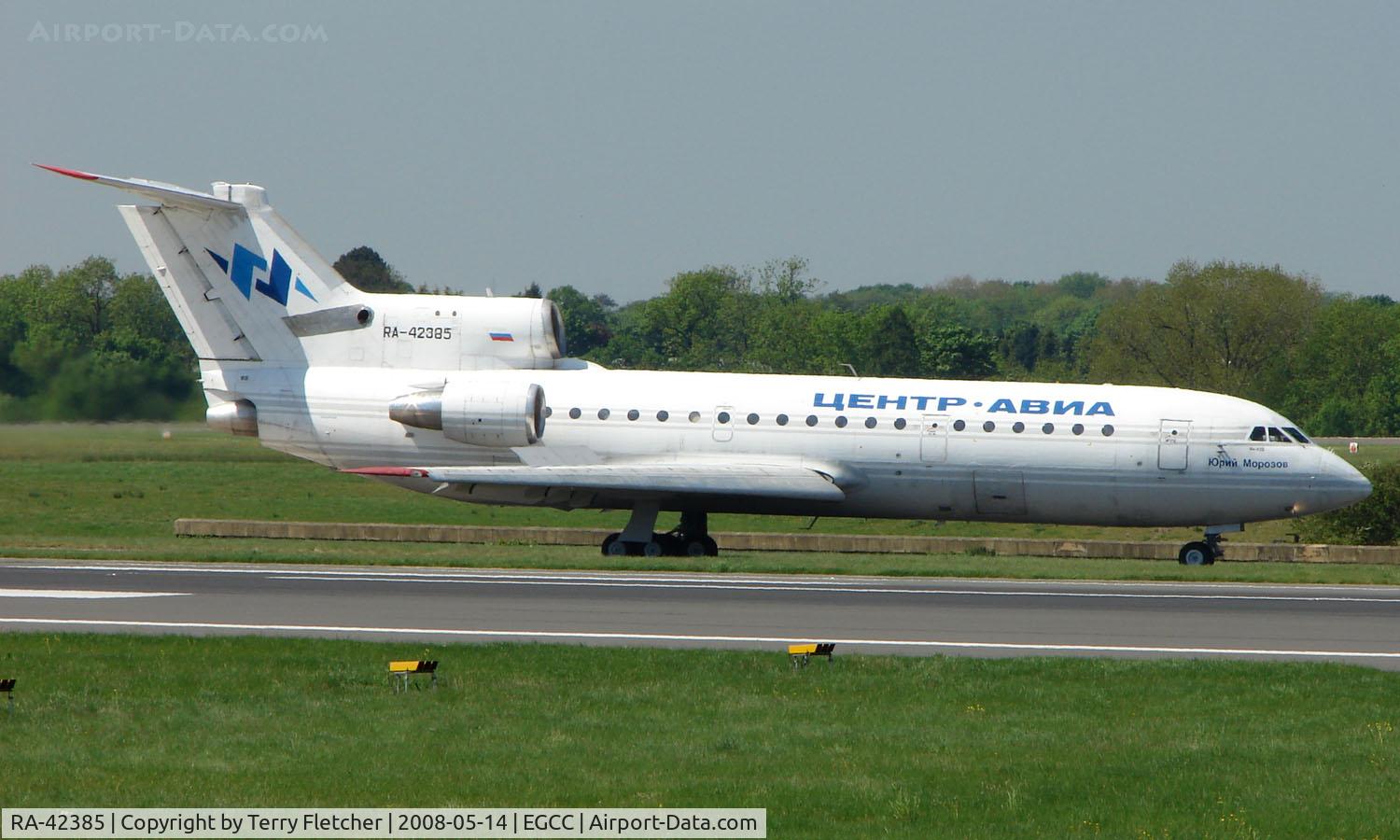 RA-42385, 1990 Yakovlev Yak-42D C/N 4520423016309, The UEFA Cup Final (Soccer) in Manchester UK attracted a number of Airliners and Bizjet visitors