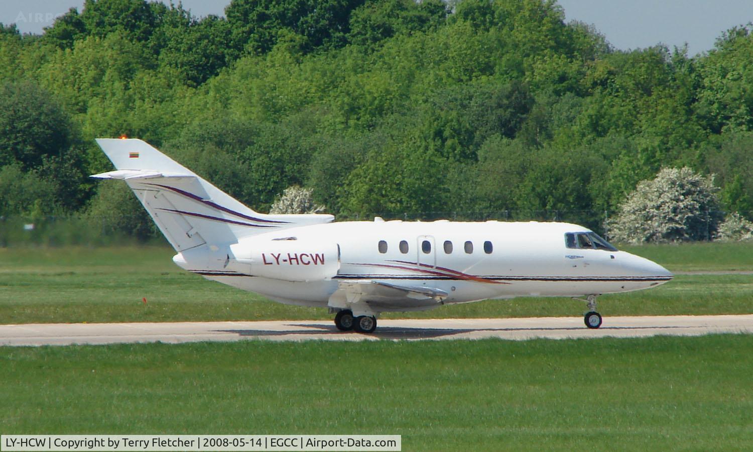 LY-HCW, 1998 Raytheon Hawker 800XP C/N 258398, The UEFA Cup Final (Soccer) in Manchester UK attracted a number of Airliners and Bizjet visitors