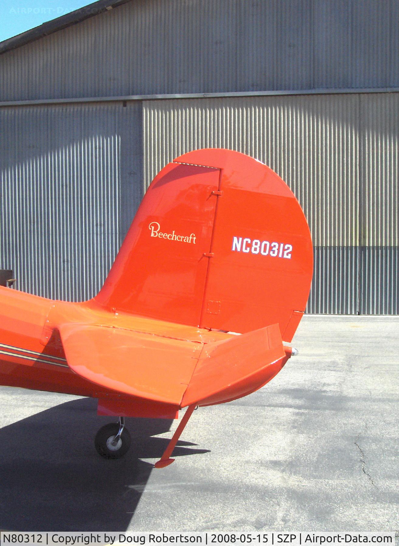N80312, 1943 Beech D17S Staggerwing C/N 6886, 1943 Beecg D17S STAGGERWING, P&W R-985 Wasp Jr. 450 Hp, tail with balanced elevators
