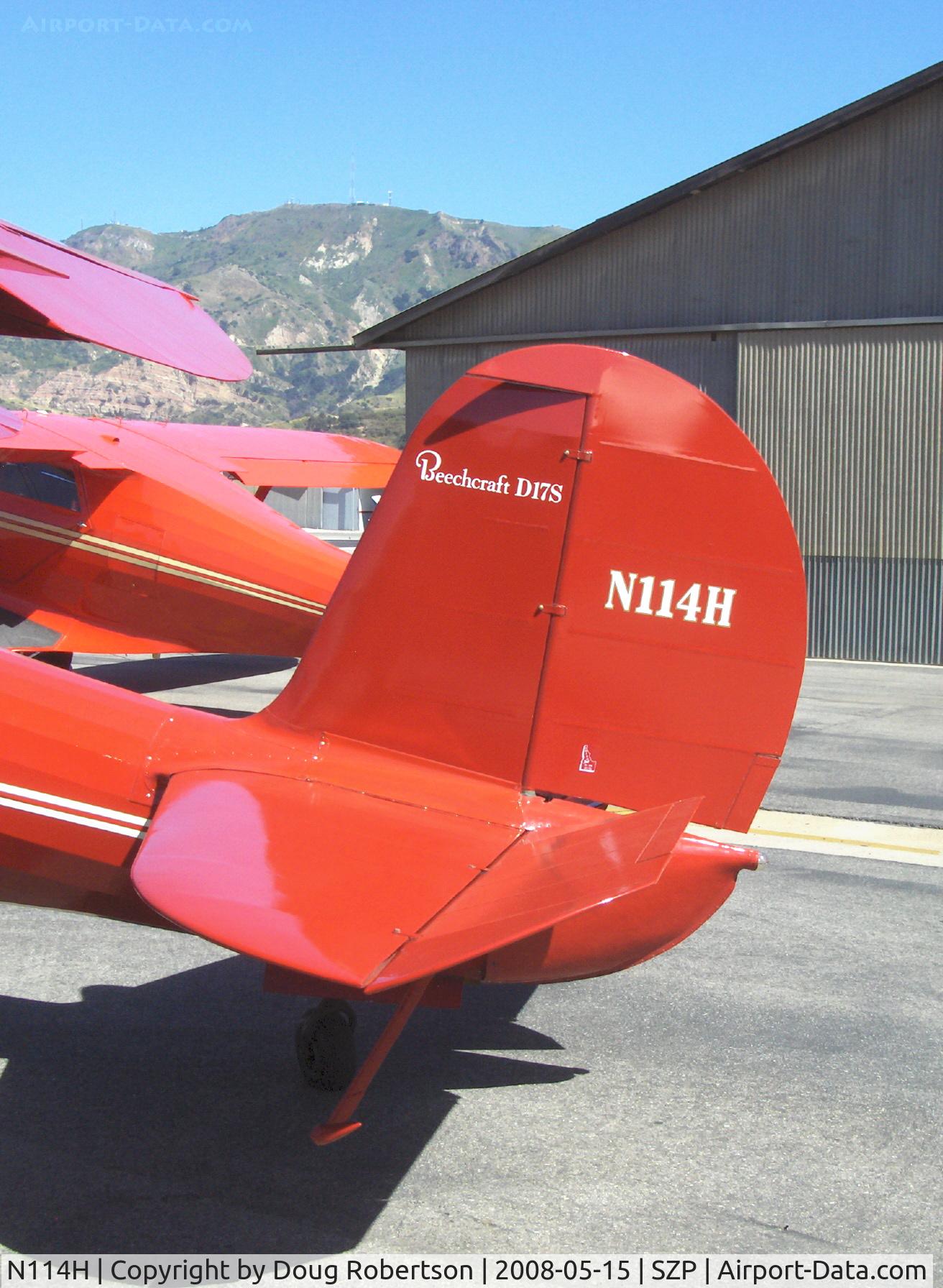 N114H, 1939 Beech D17S Staggerwing C/N 327, 1939 Beech D17S STAGGERWING, P&W R-985 wasp Jr. 450 Hp, tail with balanced elevators