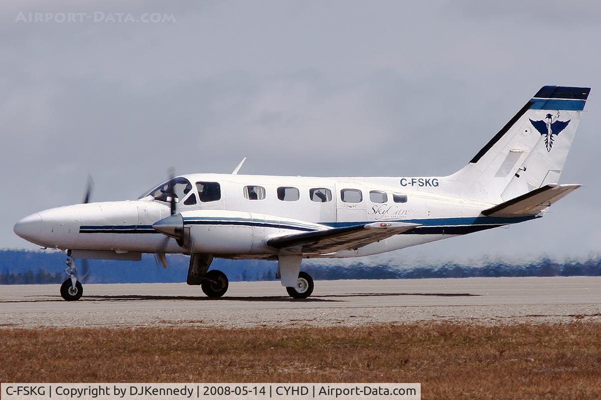 C-FSKG, 1979 Cessna 441 Conquest II C/N 441-0120, SkyCare Air Ambulance landing in Dryden to pick up a patient.