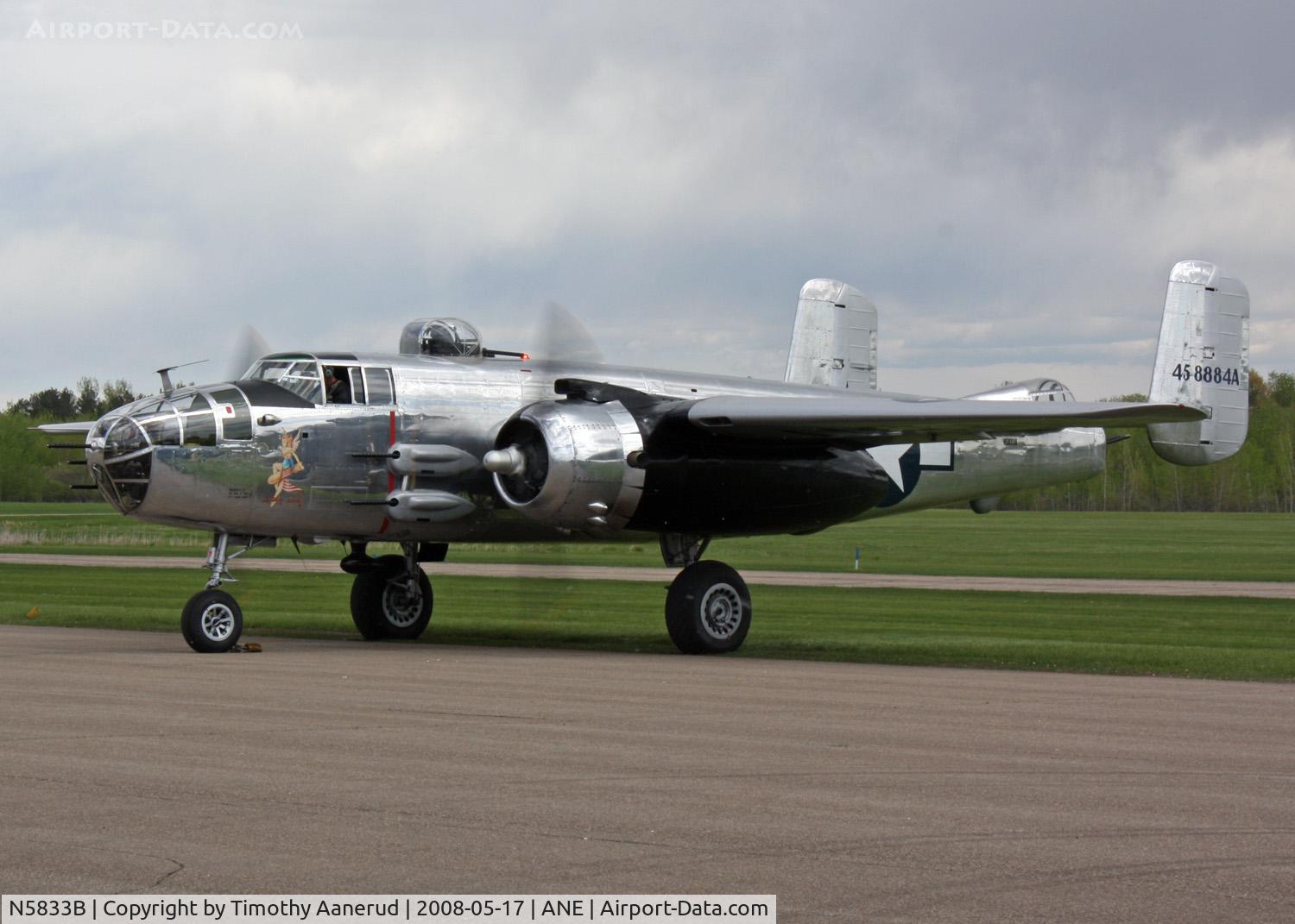 N5833B, 1945 North American B-25J Mitchell Mitchell C/N 108-47735, Engine startup for Minnesota State Capital Fly-Over